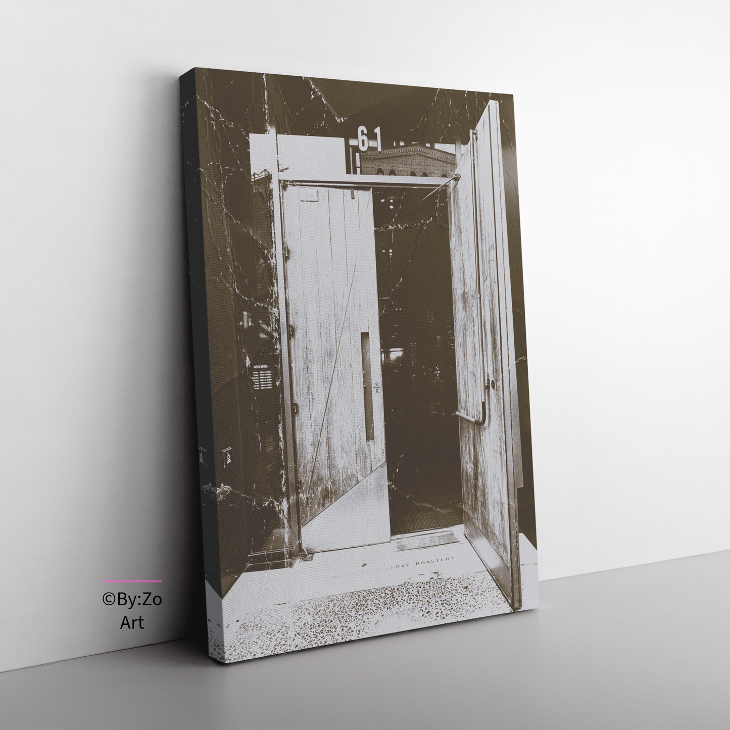 Wrapped Canvas "The Charm of a City That Never Sleeps, One Door at a Time" NYC teelaunch