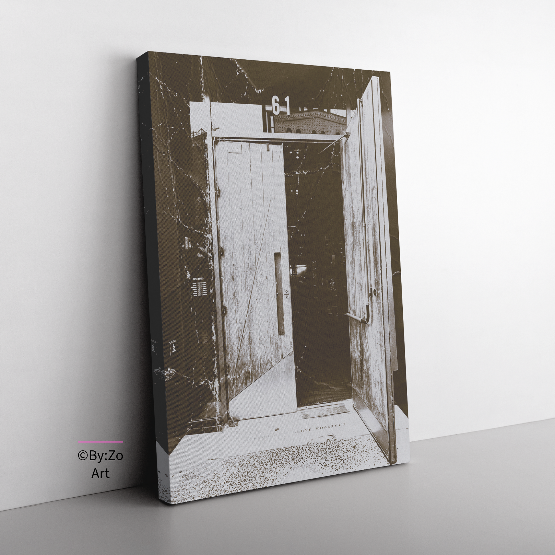 Wrapped Canvas "The Charm of a City That Never Sleeps, One Door at a Time" NYC teelaunch