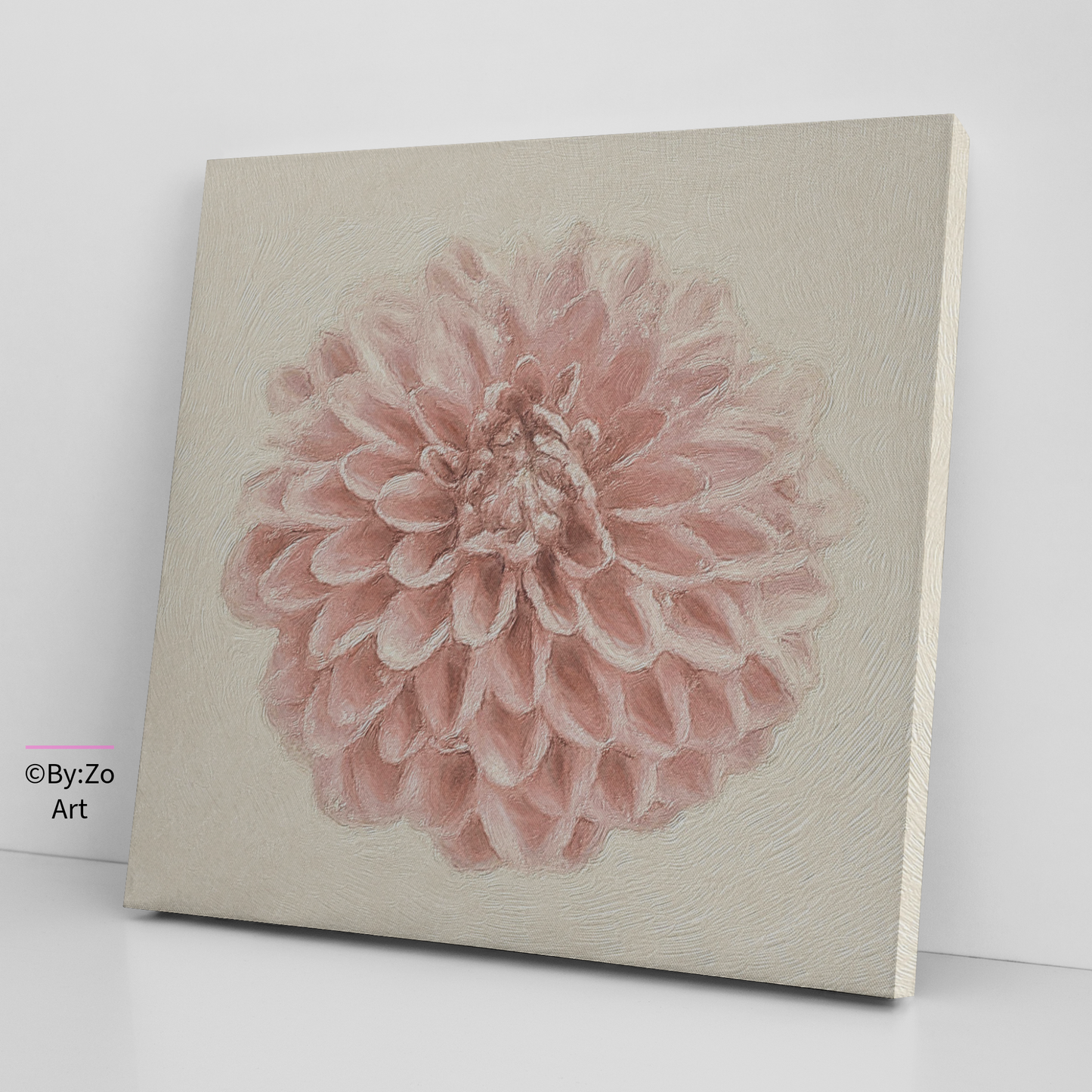 Wrapped Canvas "Pastel Pink Dahlia Flower " Original Photography teelaunch By:Zo