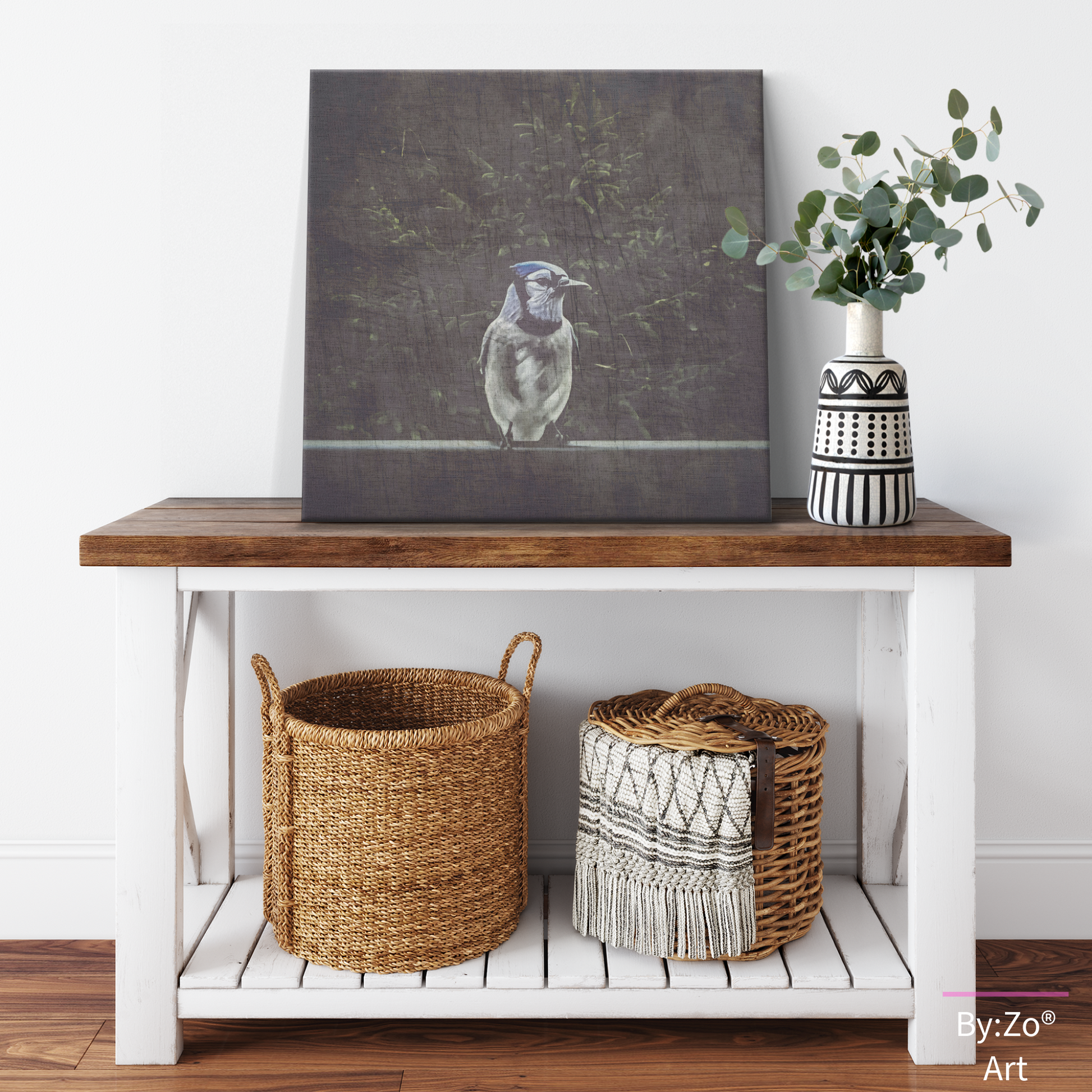 Wrapped Canvas "A Blue Jay's Visit" Original Fine Art Photography teelaunch