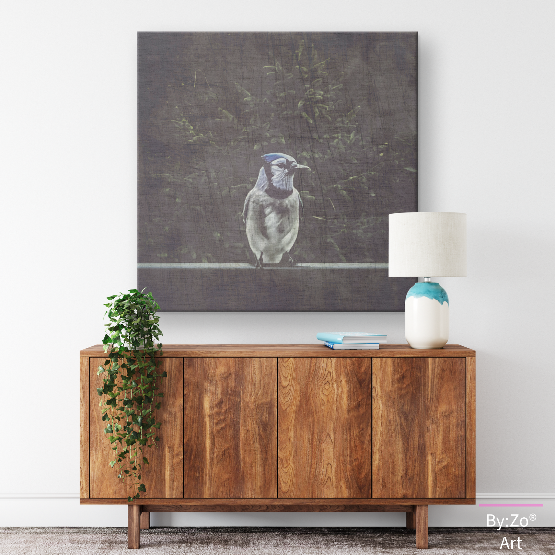 Wrapped Canvas "A Blue Jay's Visit" Original Fine Art Photography teelaunch