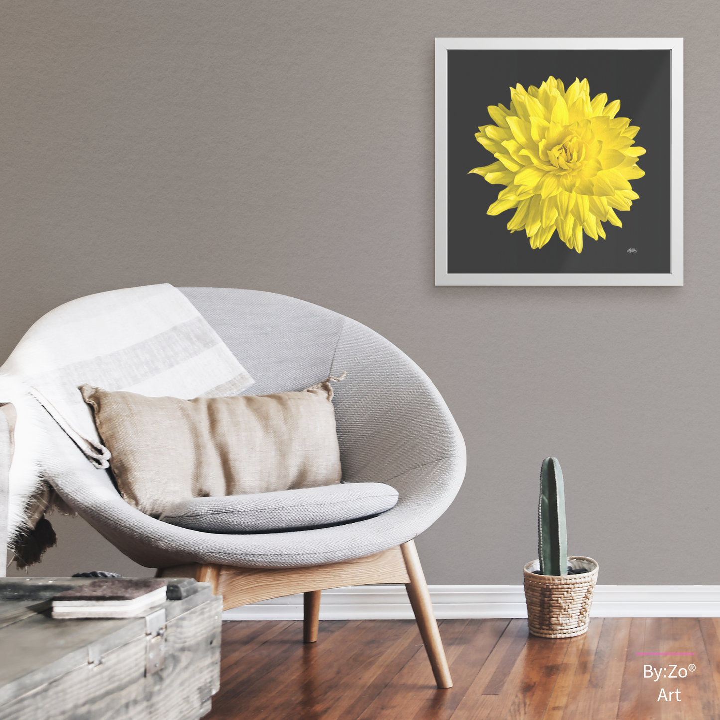 Framed Archival Semi-Gloss Paper, "Dahlia Flower on Black" Original Fine Art Photography teelaunch