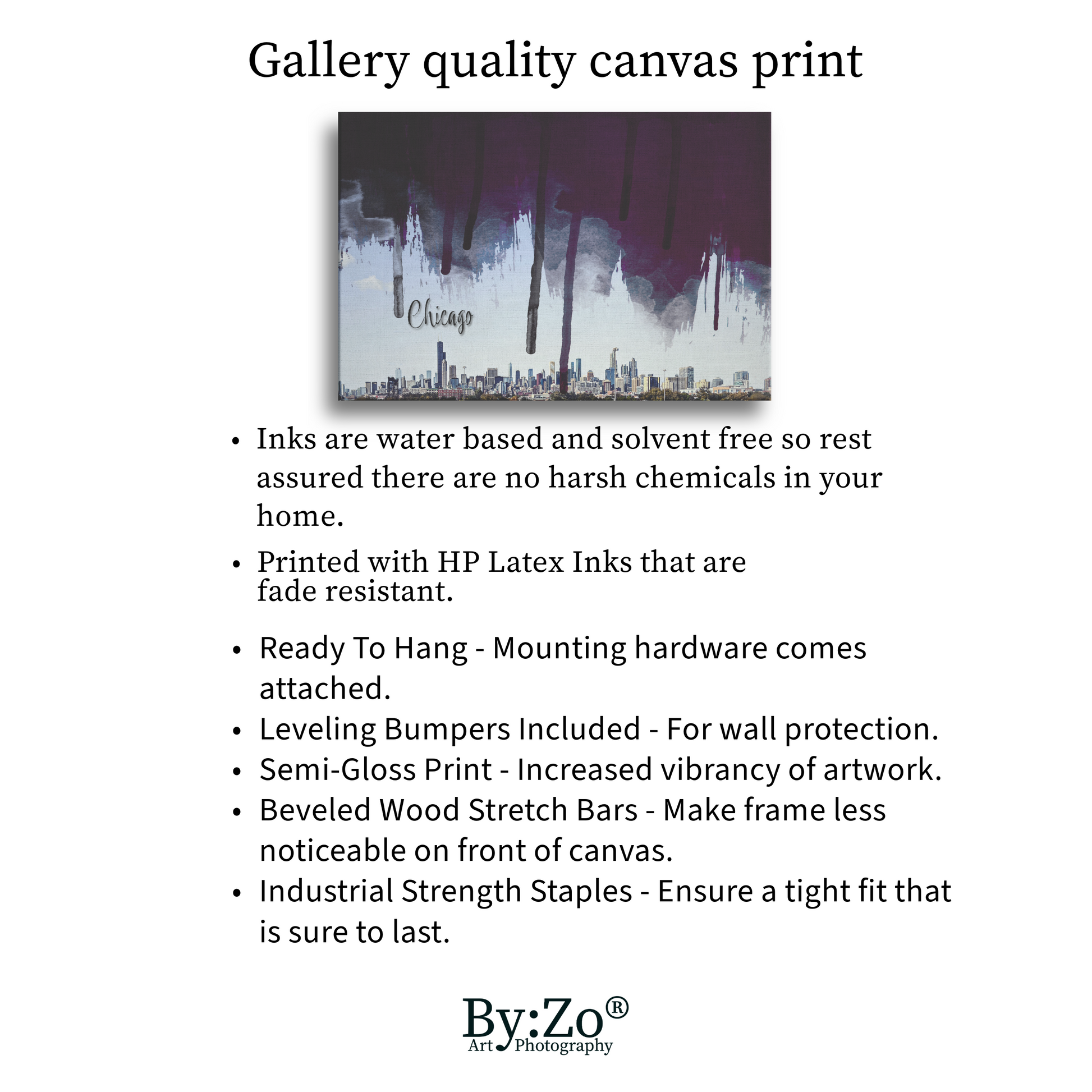 Wrapped Canvas, Original Photography of Chicago Skyline with Digital Brushstrokes teelaunch