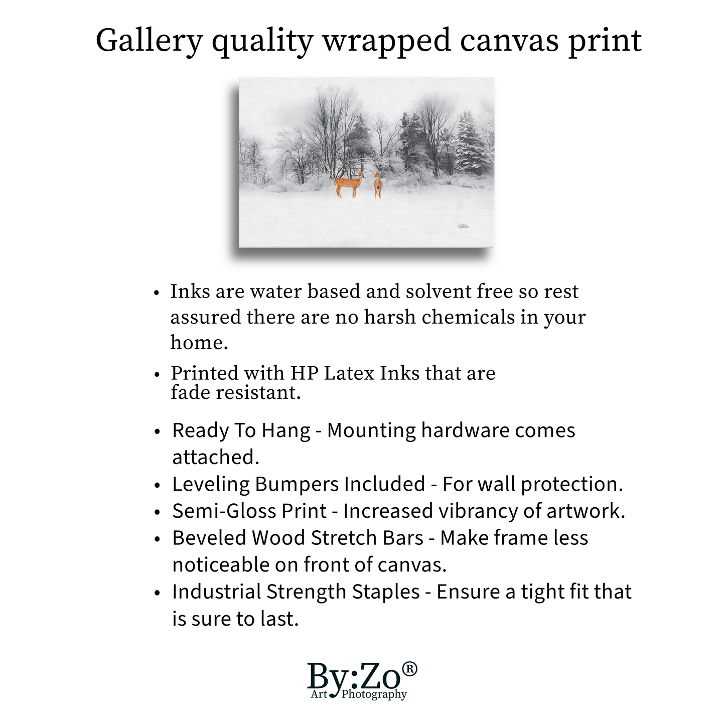 Wrapped Canvas, Deers on Snow Art Photography By:Zo® Art