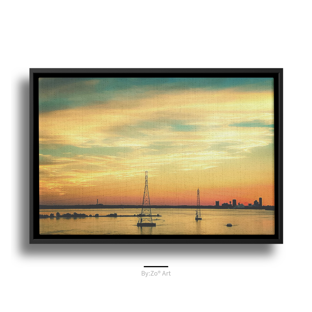 Floater Framed Canvas "August Farewell: A Painted Sky's Promise" by Maria Desnoyers teelaunch