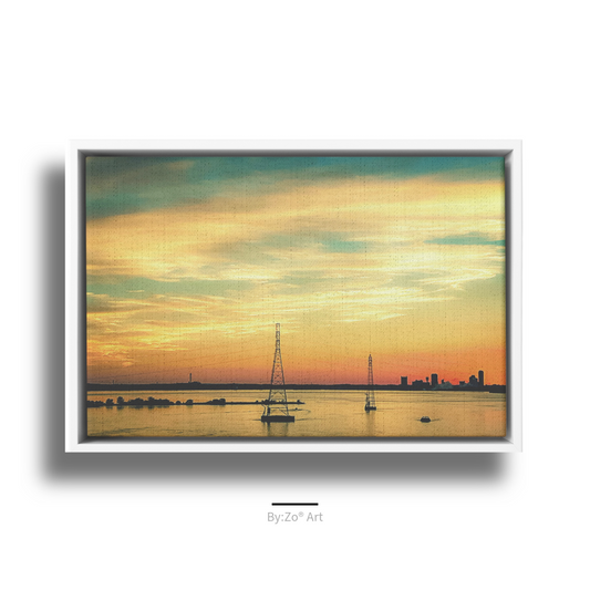 Floater Framed Canvas "August Farewell: A Painted Sky's Promise" by Maria Desnoyers teelaunch