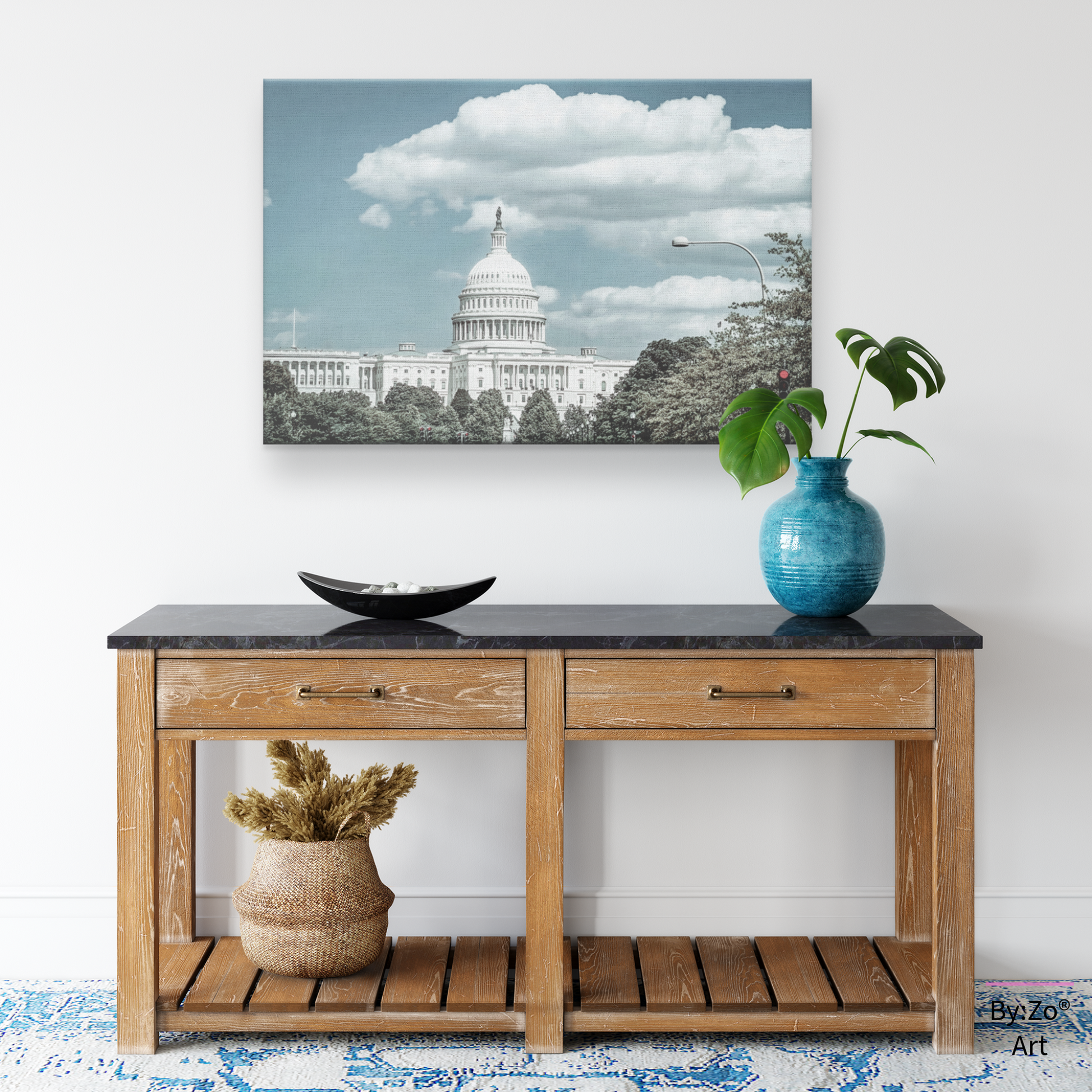 Wrapped Canvas "The Capitol under Open Skies framed by Nature and subtle Red Light" teelaunch By:Zo®