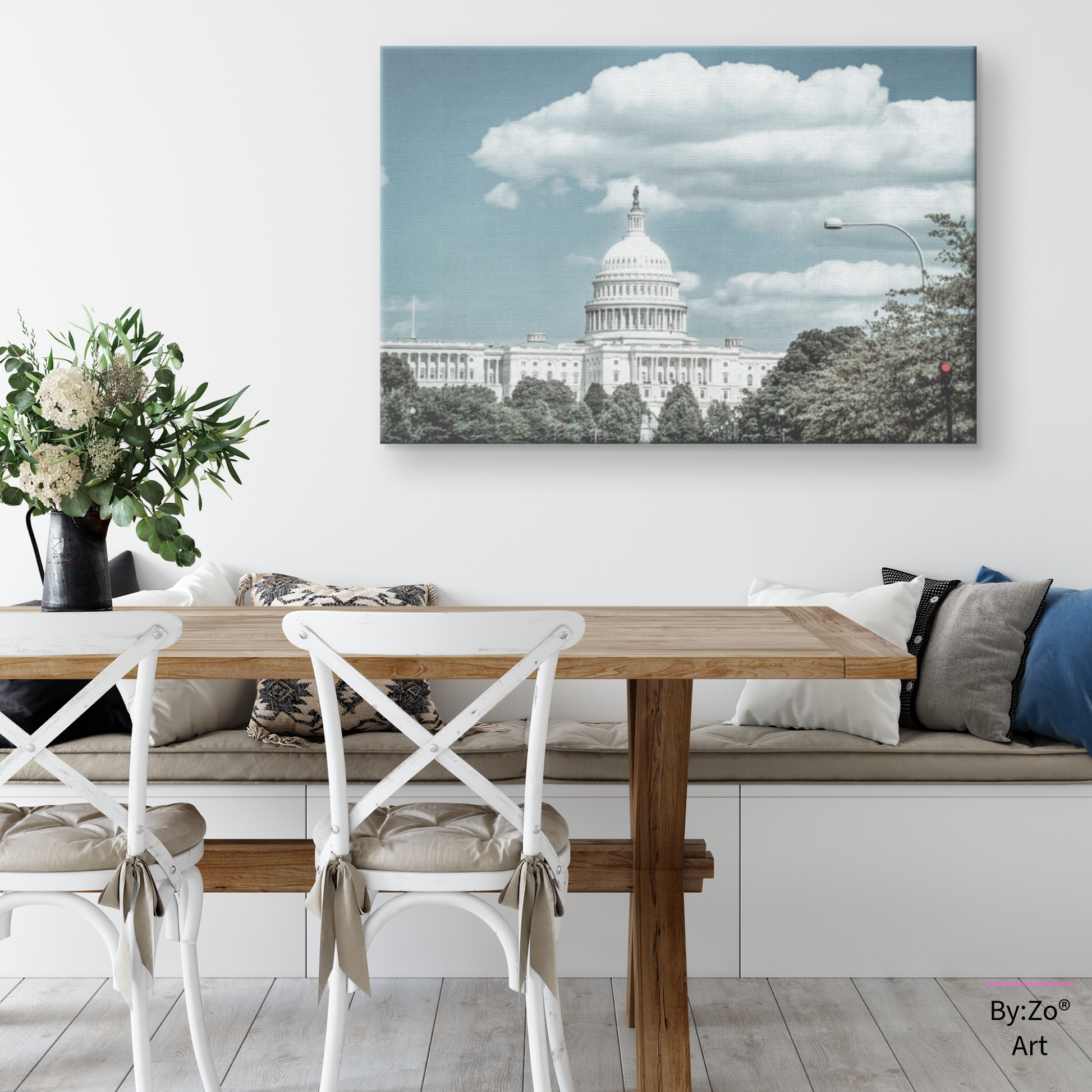 Wrapped Canvas "The Capitol under Open Skies framed by Nature and subtle Red Light" teelaunch By:Zo®