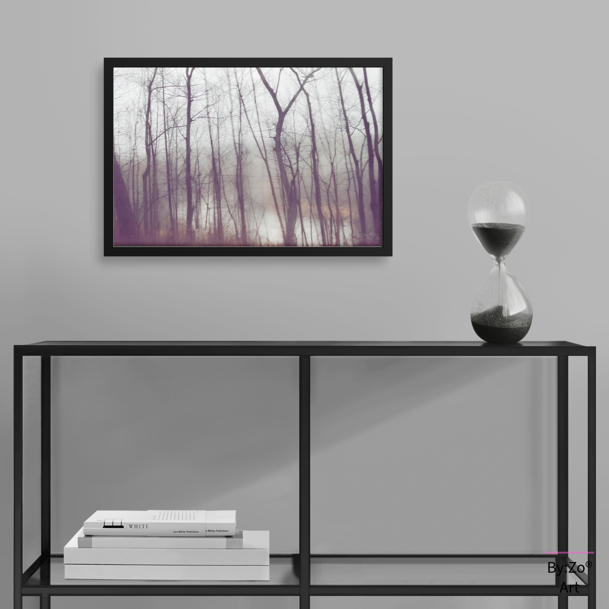 Framed Archival Semi-Gloss Paper, "Frozen Stillness, Woods by the River" - By:Zo