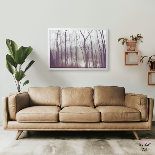 Framed Archival Semi-Gloss Paper, "Frozen Stillness, Woods by the River" - By:Zo