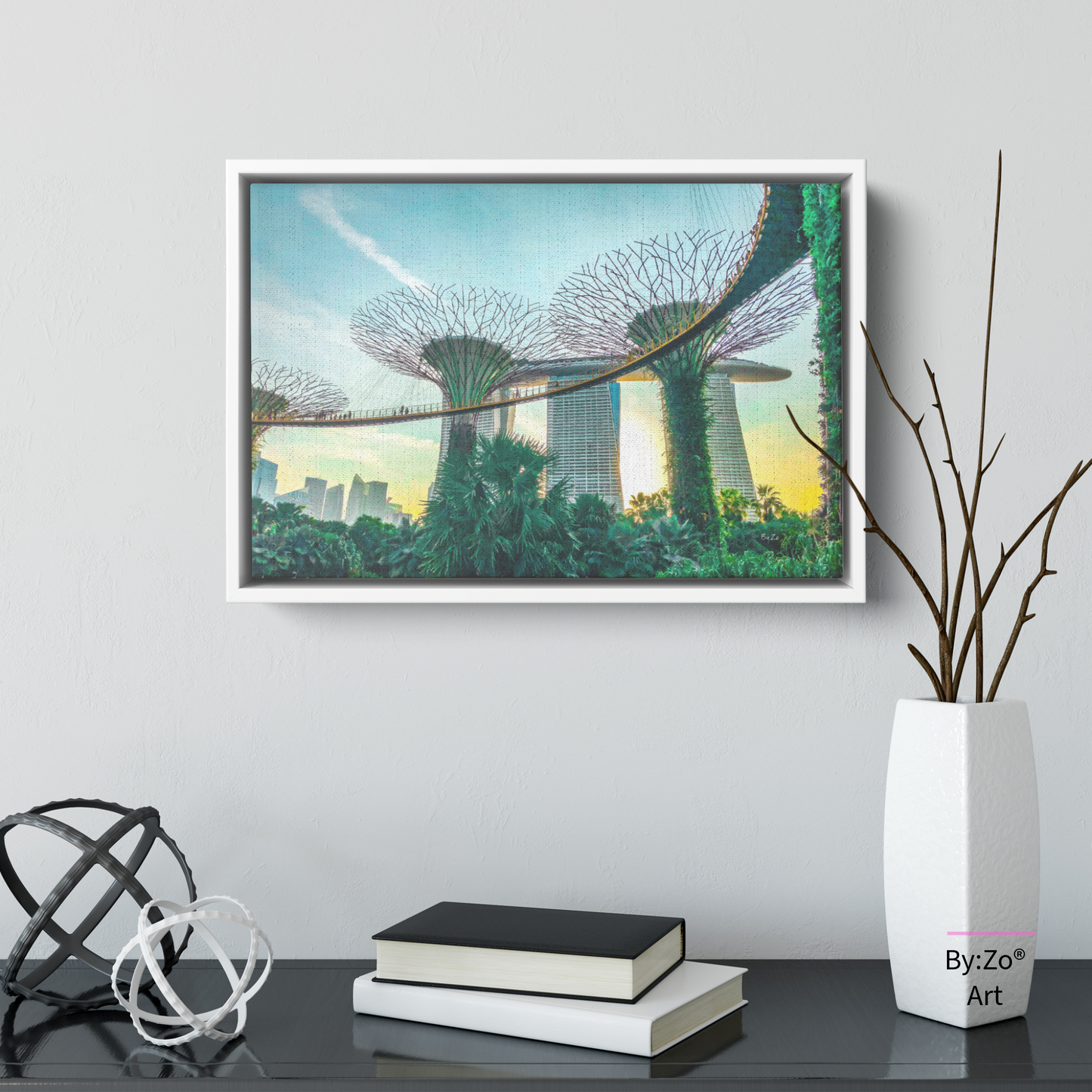 Floater Framed Canvas / Singapore Sunset at Gardens by the Bay/Original Fine Art Photography teelaunch By:Zo®