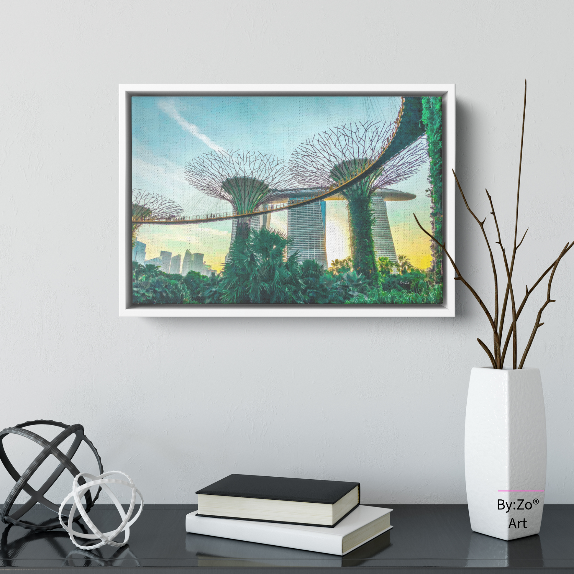 Floater Framed Canvas / Singapore Sunset at Gardens by the Bay/Original Fine Art Photography teelaunch By:Zo®