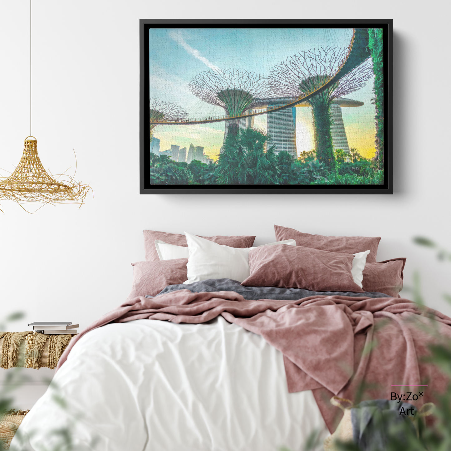 Floater Framed Canvas / Singapore Sunset at Gardens by the Bay/Original Fine Art Photography teelaunch By:Zo®