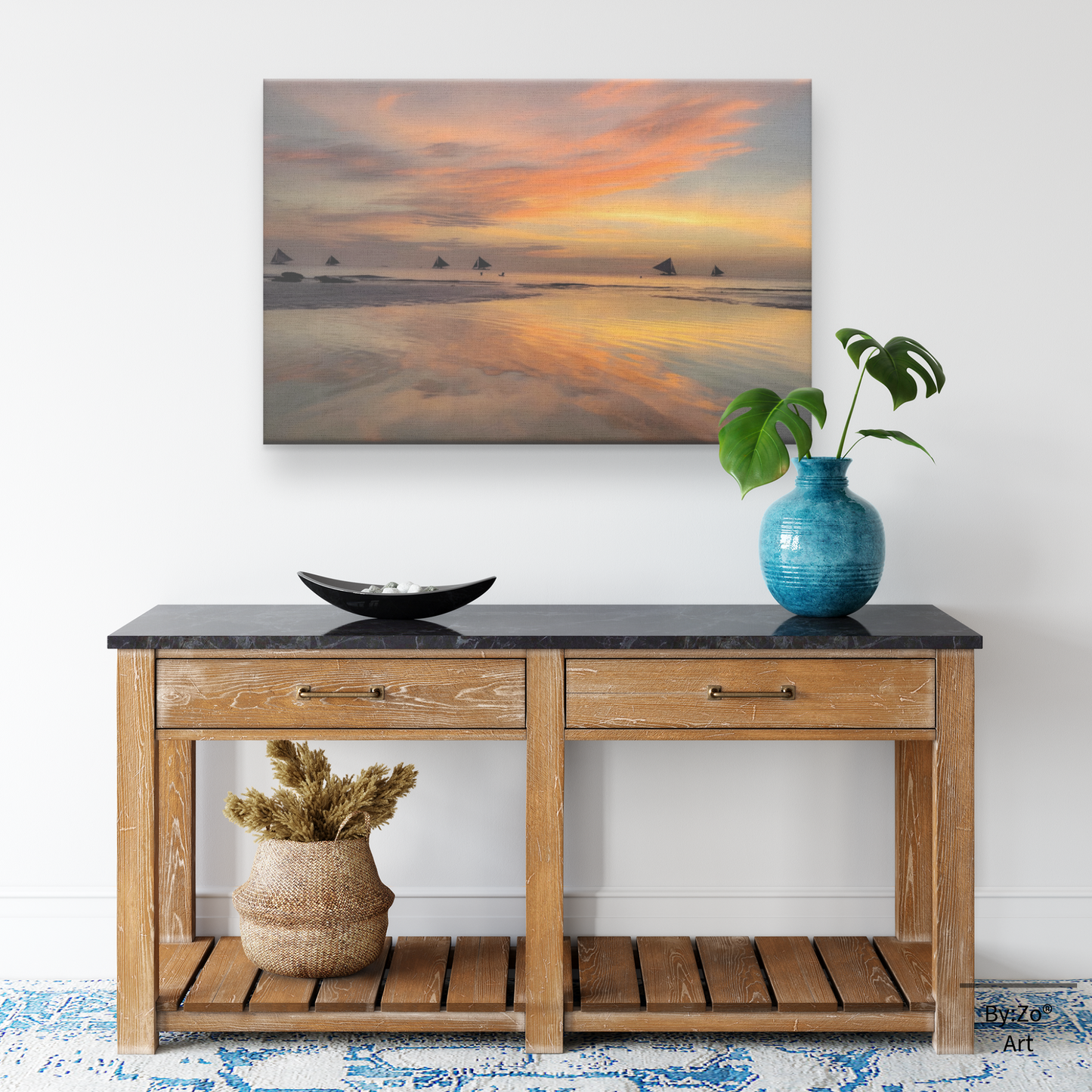 Sunset Sails: Boracay's Golden Hour Magic, Fine Art Photography Wrapped Canvas ByZo Art by Maria Desnoyers and Rosario Neria-Fisher