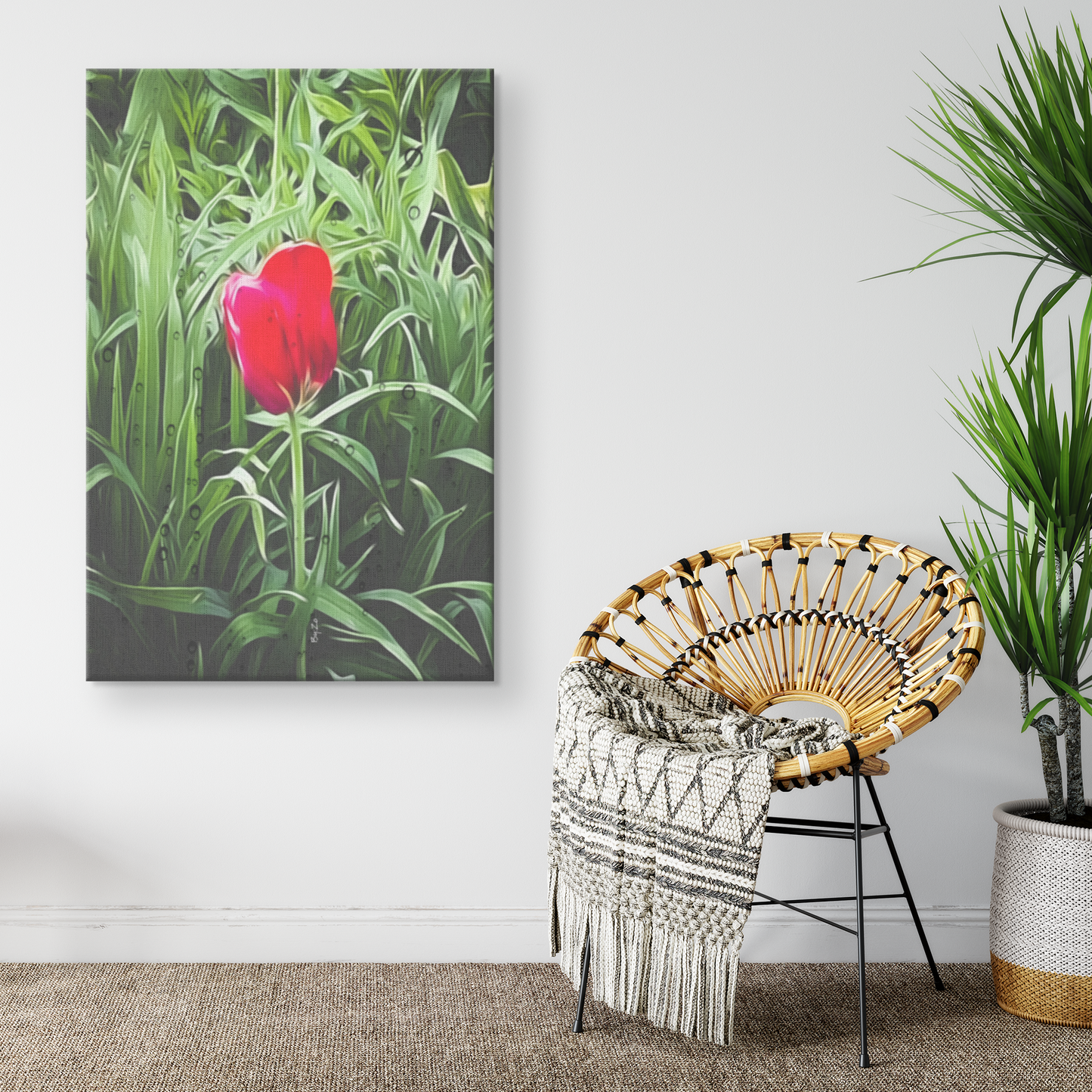 Wrapped Canvas Tulip and Rain Drops Original Photography/Digital Art teelaunch By:Zo®