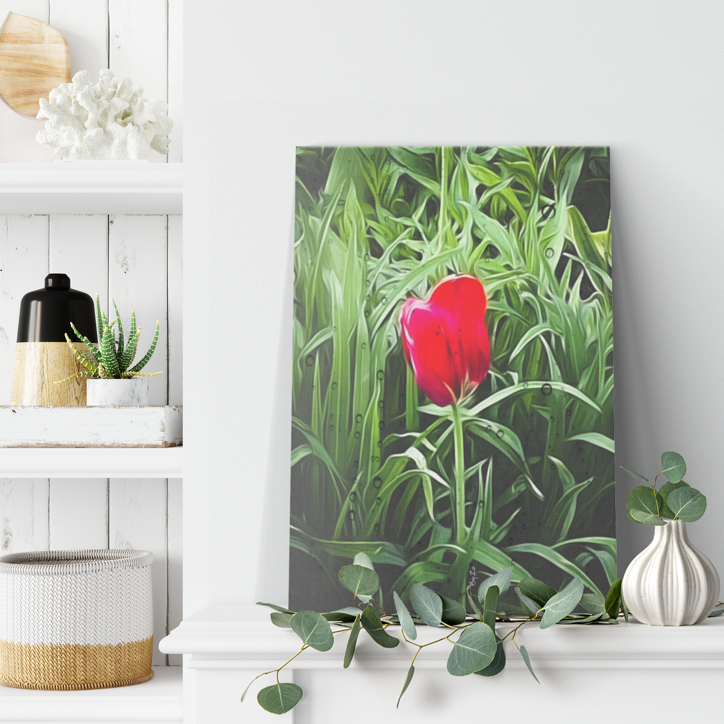 Wrapped Canvas Tulip and Rain Drops Original Photography/Digital Art teelaunch By:Zo®