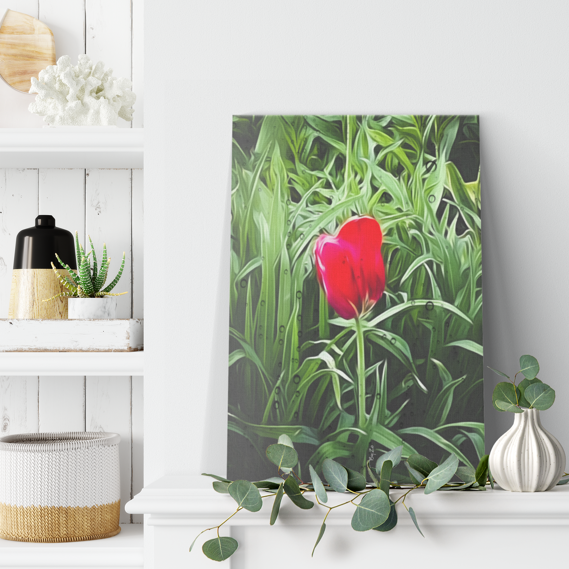 Wrapped Canvas Tulip and Rain Drops Original Photography/Digital Art teelaunch By:Zo®