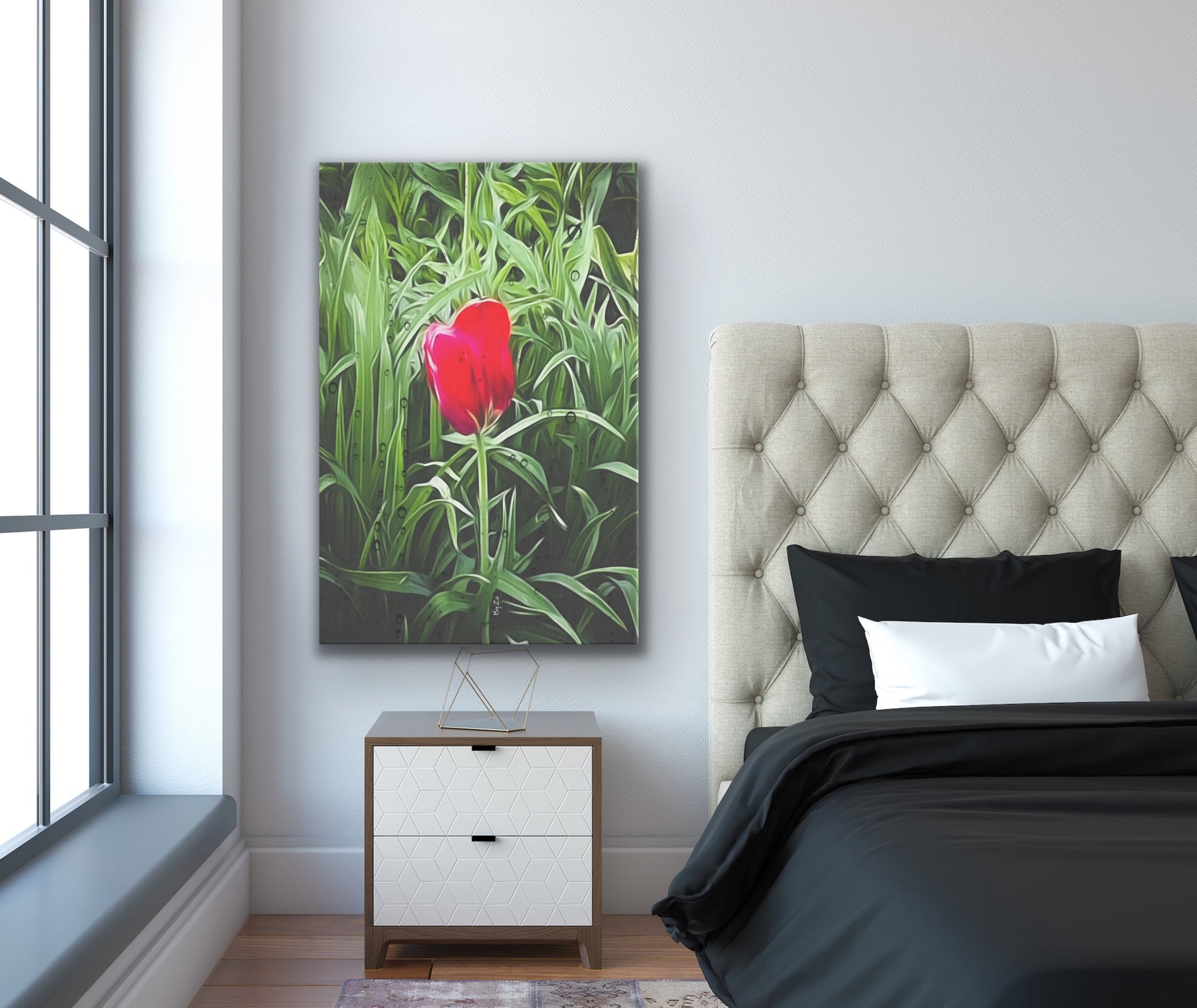 Wrapped Canvas Tulip and Rain Drops Original Photography/Digital Art teelaunch By:Zo®