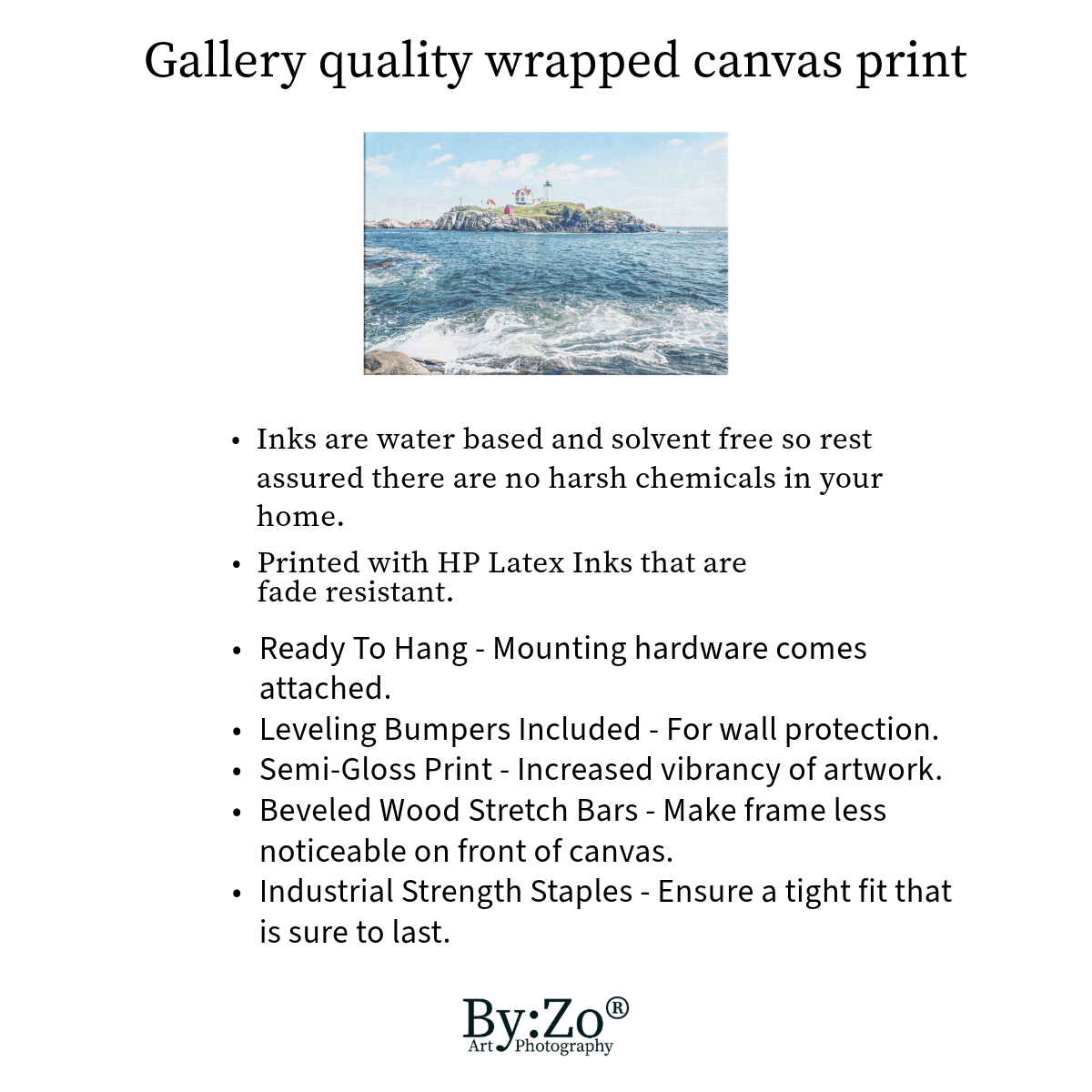 Wrapped Canvas, "The Nubble Lighthouse" Art Photography teelaunch By:Zo