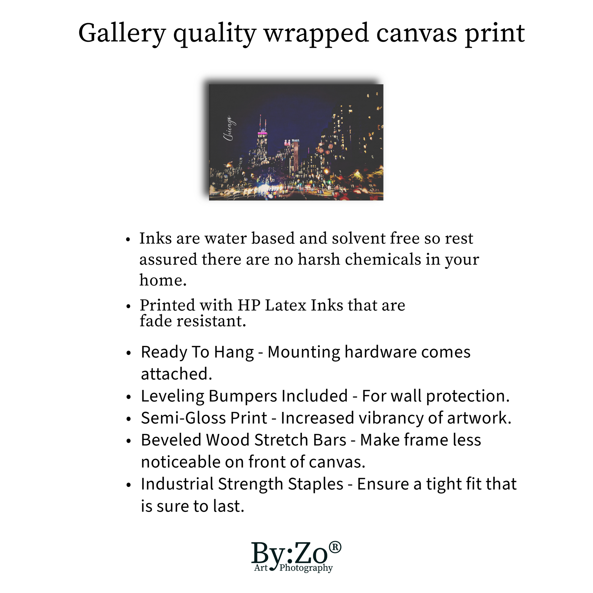 Wrapped Canvas "Chicago at Night" Original Art Photography teelaunch