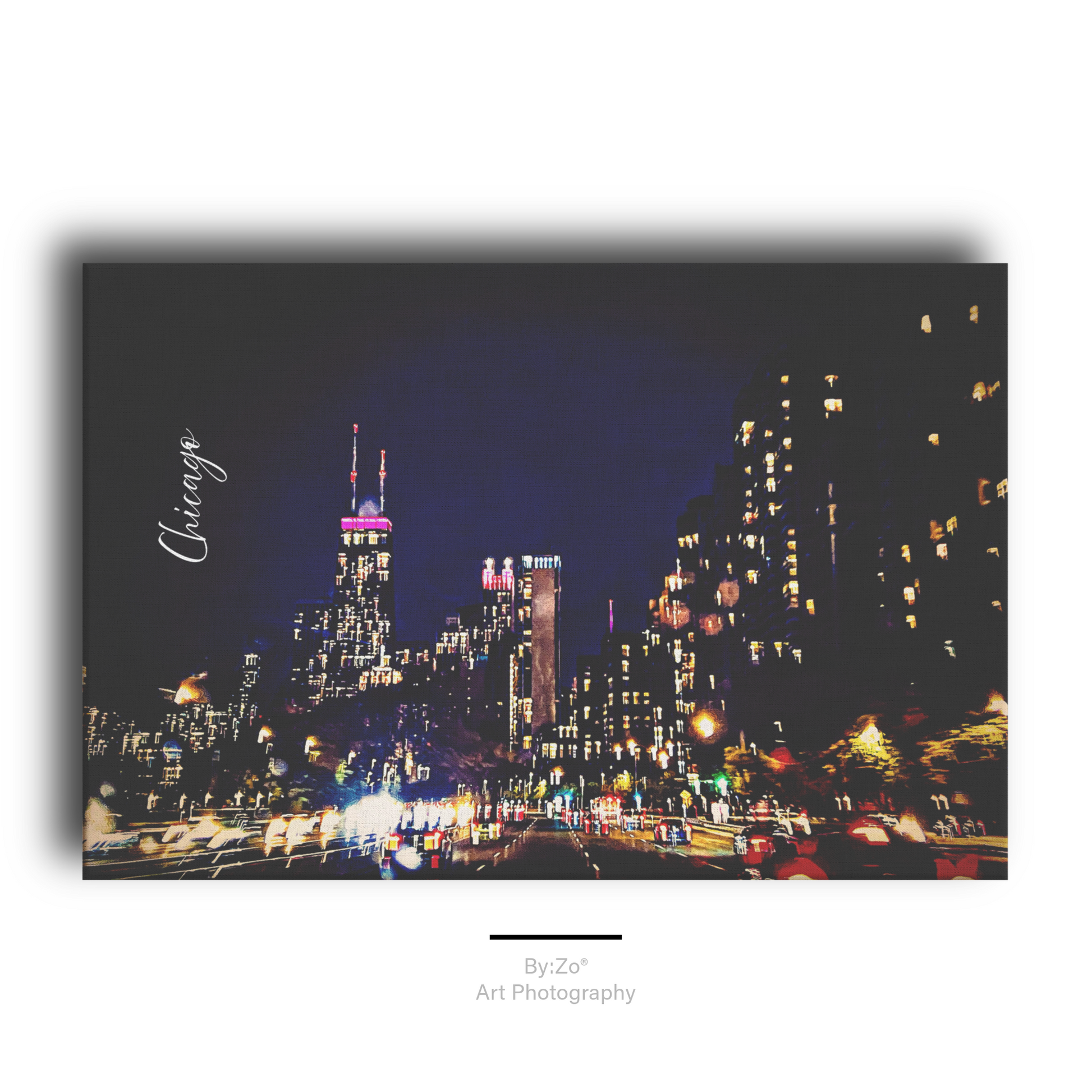 Wrapped Canvas "Chicago at Night" Original Art Photography teelaunch