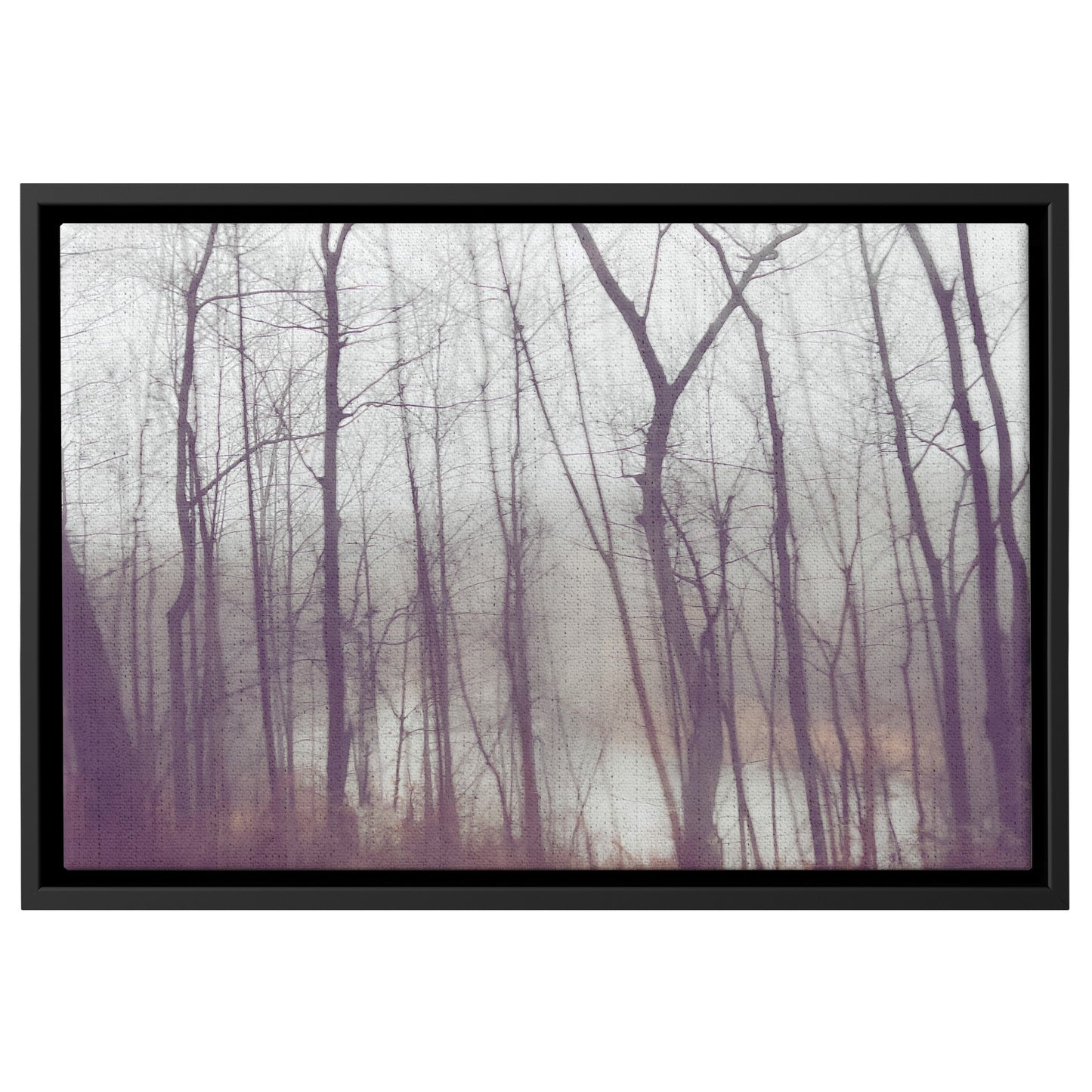 Floater Framed Canvas Wall Art, "Frozen Stillness, Woods by the River" teelaunch
