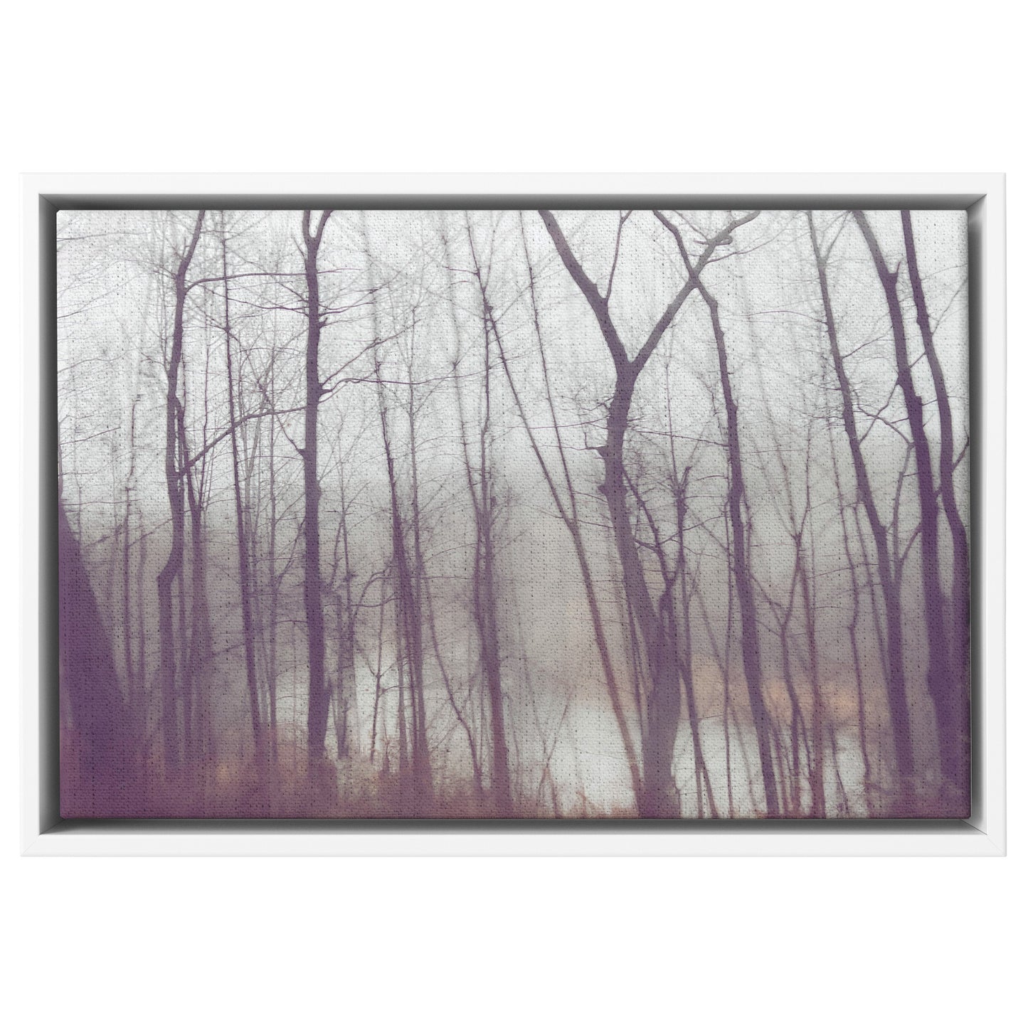 Floater Framed Canvas Wall Art, "Frozen Stillness, Woods by the River" teelaunch