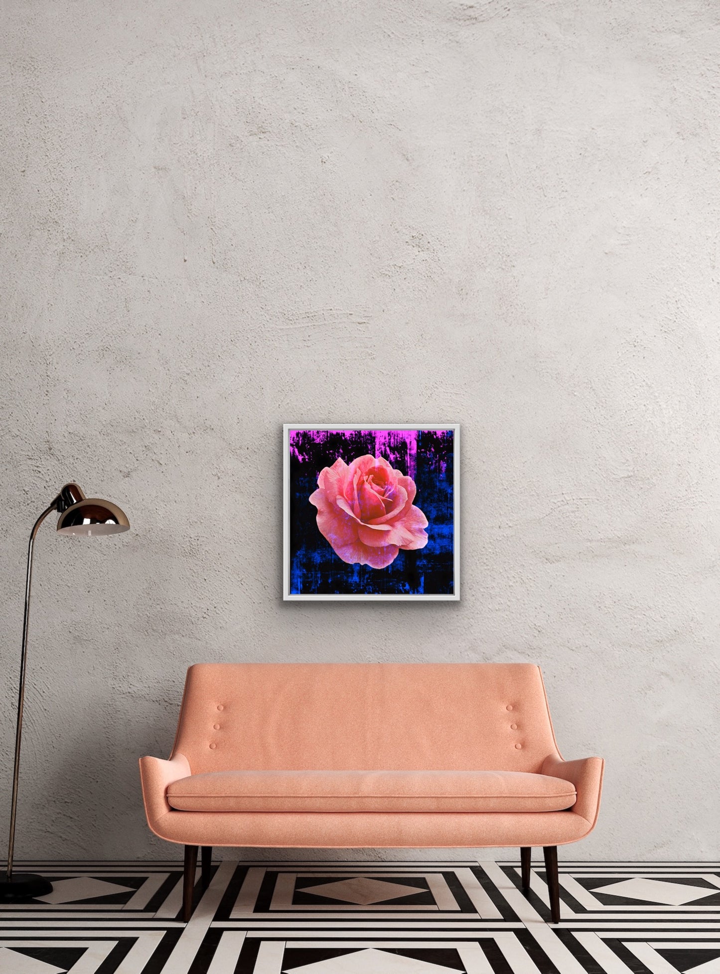 Rose Art Print Original Photography with Color Splashed background by Maria Desnoyers. ByZo Art
