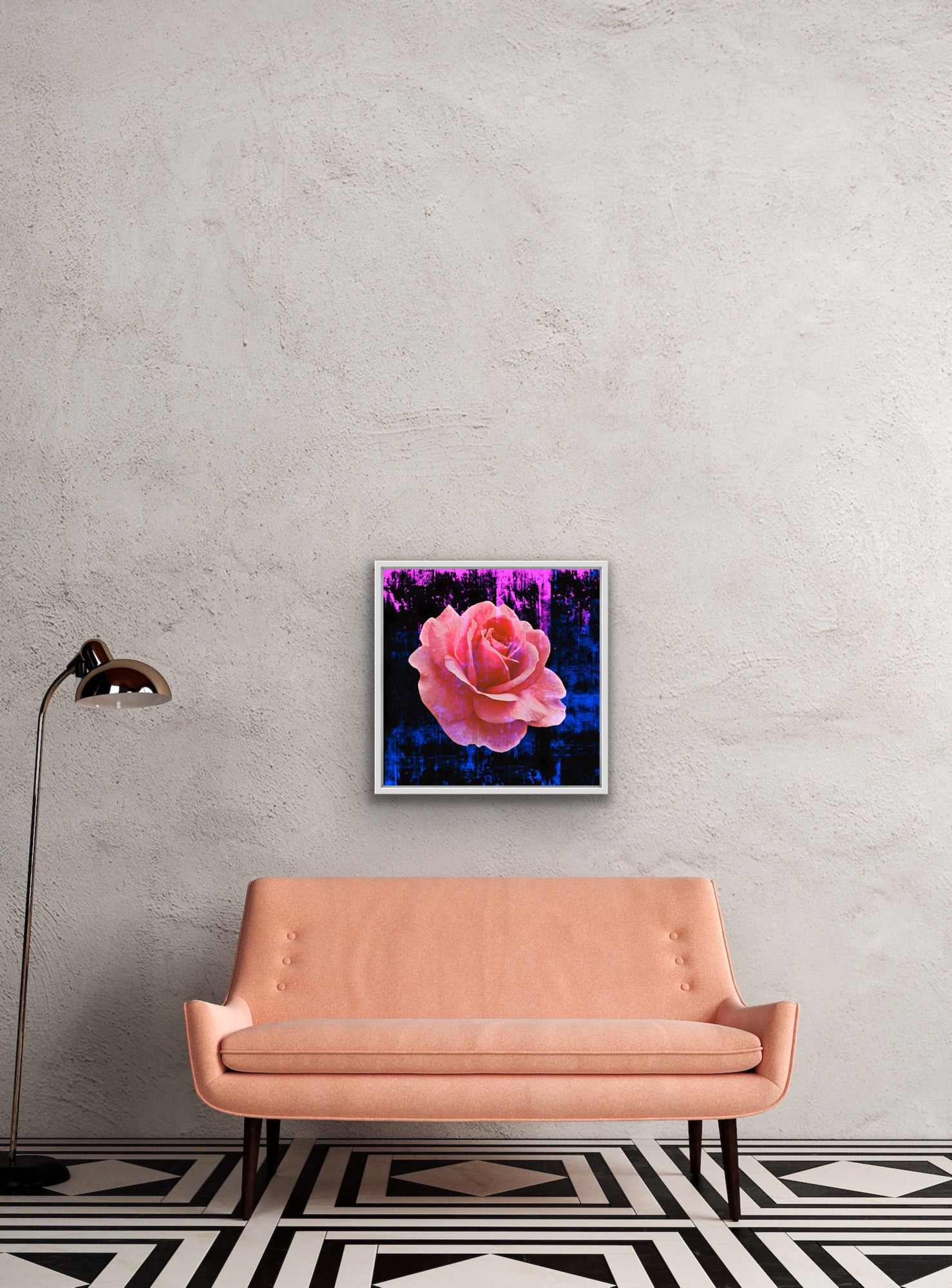 Rose Art Print Original Photography with Color Splashed background by Maria Desnoyers. ByZo Art
