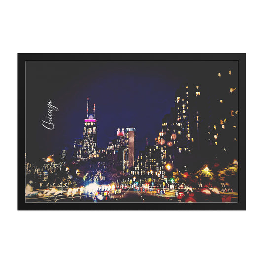 Framed Archival Semi-Gloss Paper, "Chicago at Night" Original Art Photography teelaunch