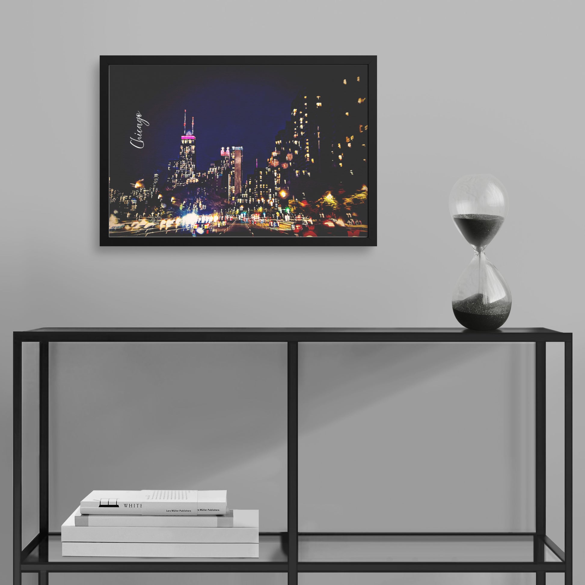 Framed Archival Semi-Gloss Paper, "Chicago at Night" Original Art Photography teelaunch