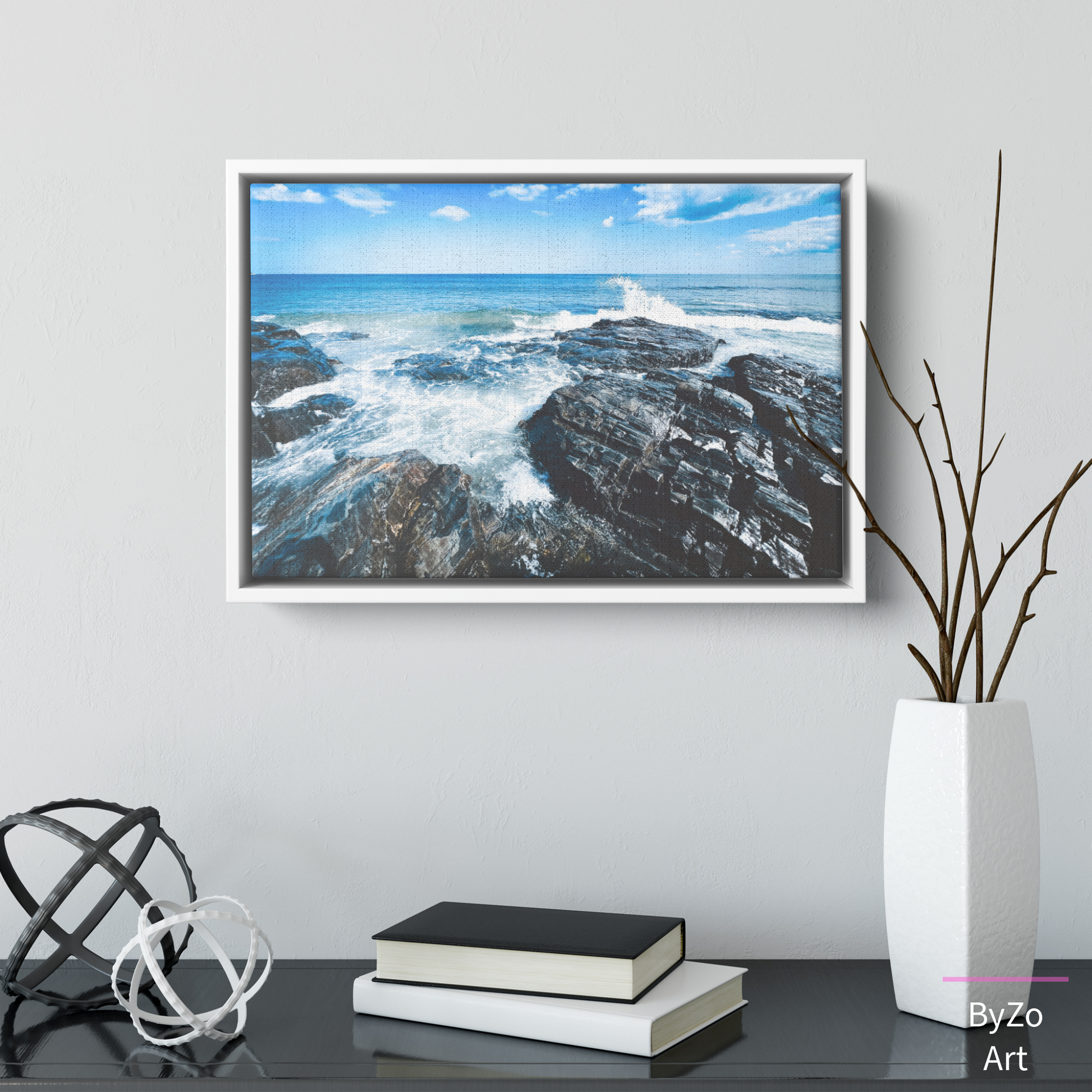 Floater Framed Canvas "Rugged Shoreline" Original Art Photography teelaunch