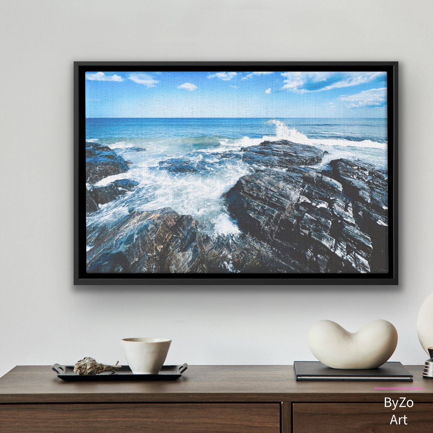 Floater Framed Canvas "Rugged Shoreline" Original Art Photography teelaunch