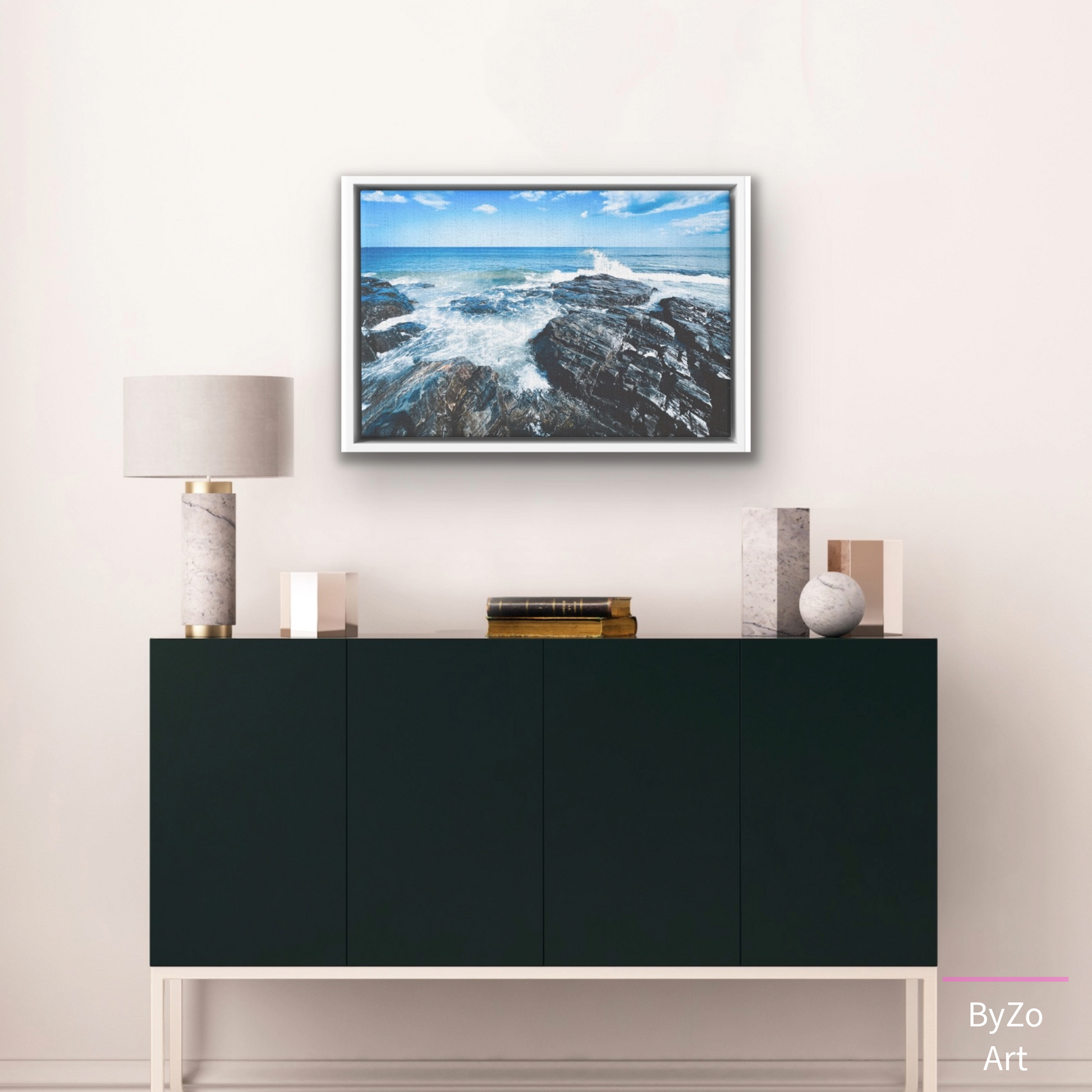 Floater Framed Canvas "Rugged Shoreline" Original Art Photography teelaunch