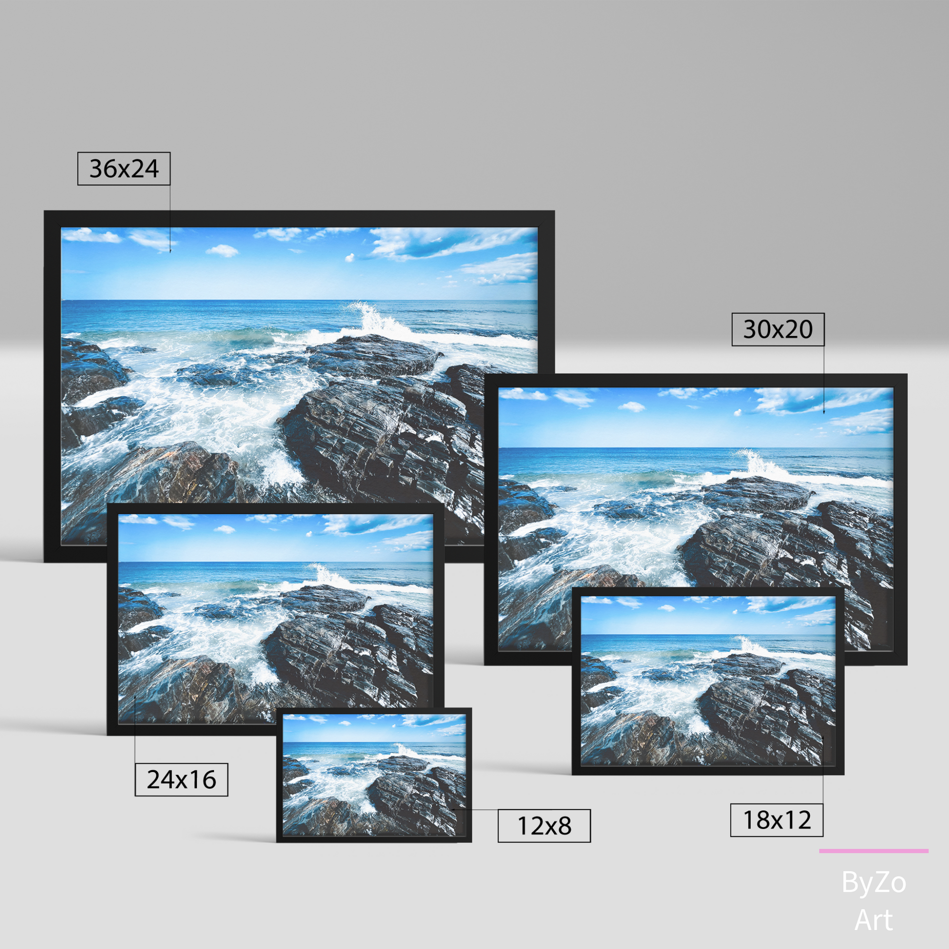 Framed Archival Semi-Gloss Paper, "Rugged Coastline" teelaunch