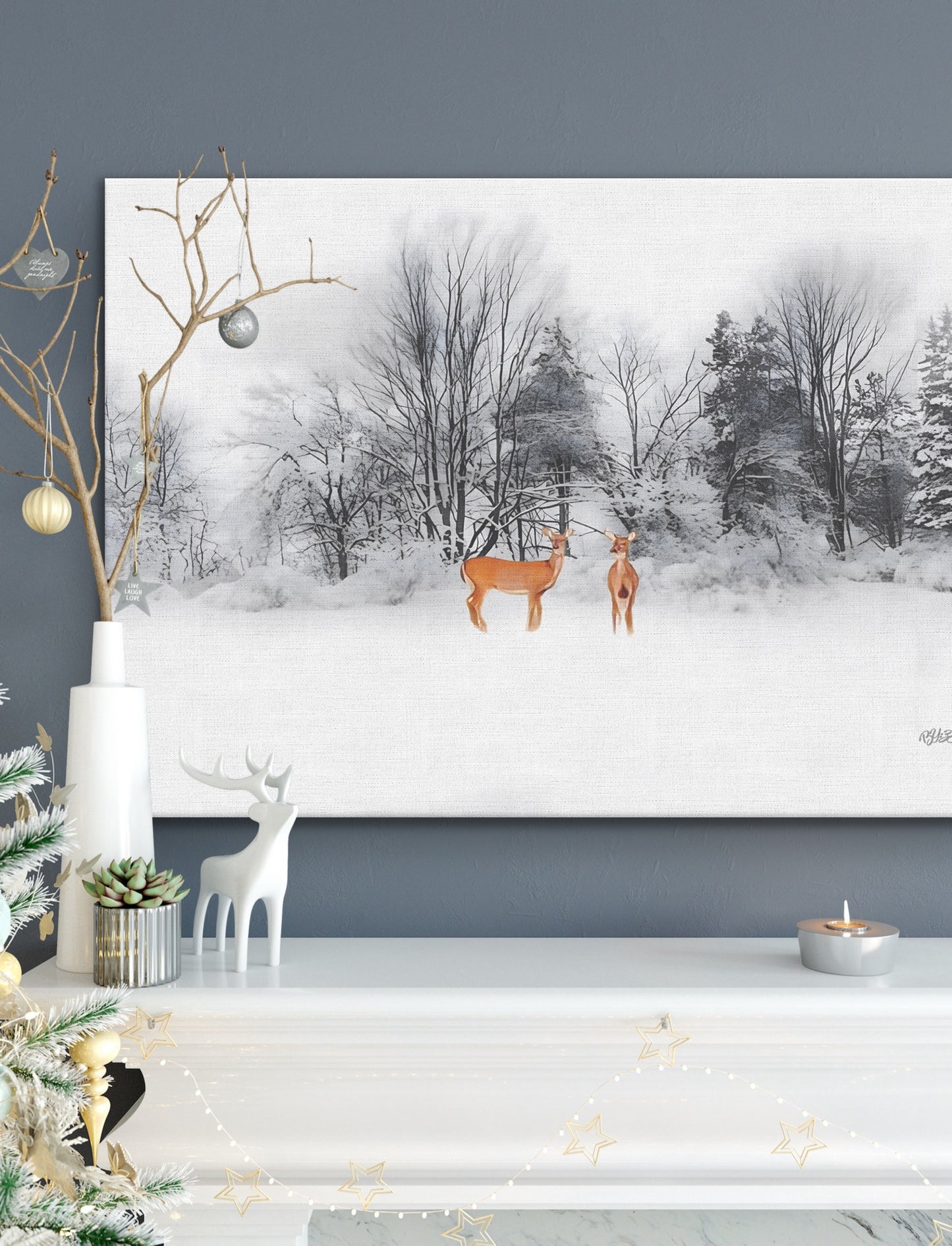 Wrapped Canvas, Winter Deer Art Photography By:Zo® Art