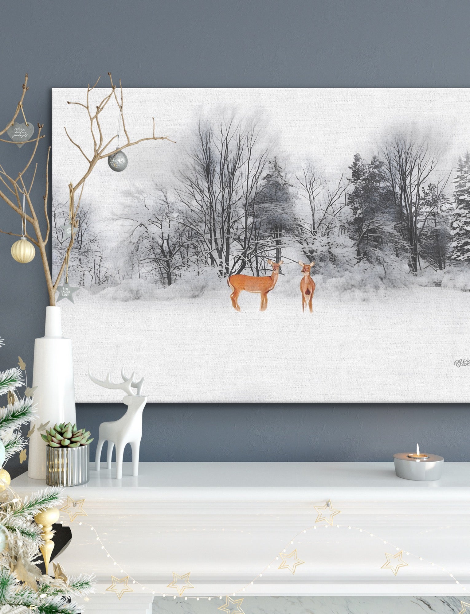 Wrapped Canvas, Winter Deer Art Photography By:Zo® Art