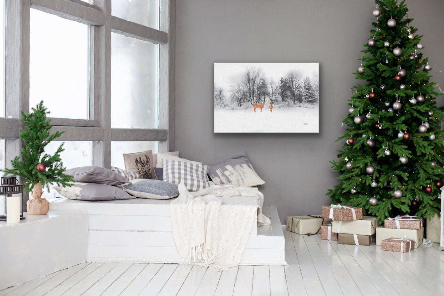 Wrapped Canvas, Winter Deer Art Photography By:Zo® Art