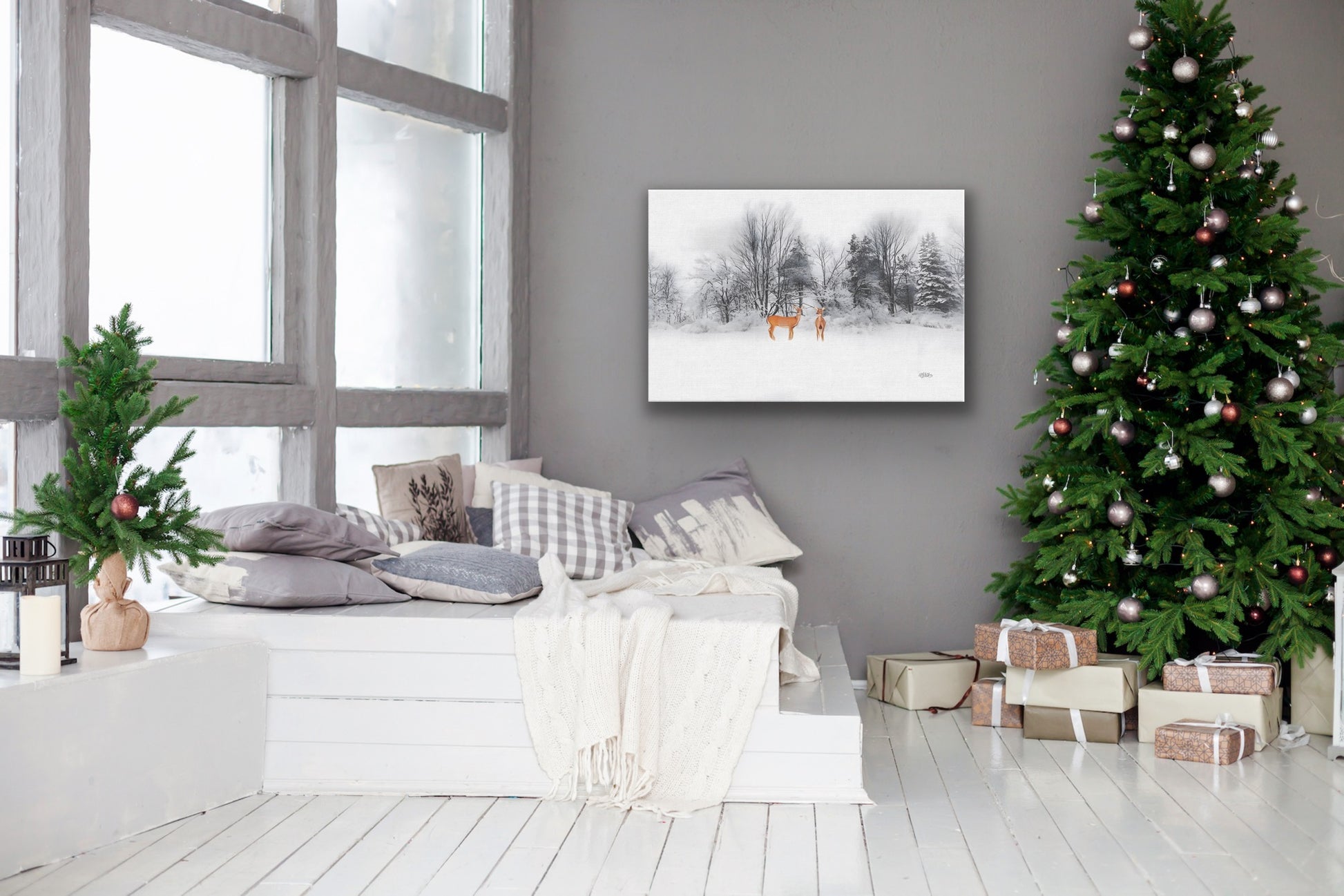 Wrapped Canvas, Winter Deer Art Photography By:Zo® Art