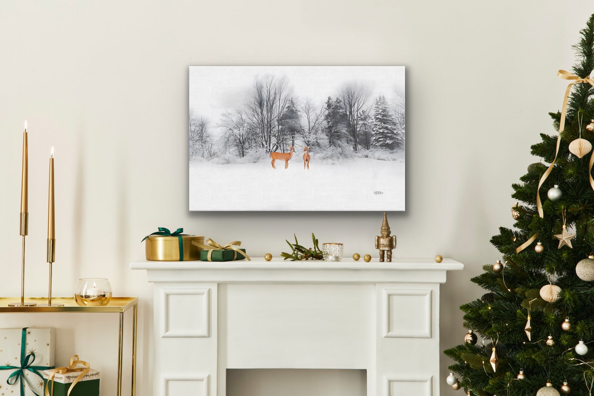 Wrapped Canvas, Winter Deer Art Photography By:Zo® Art