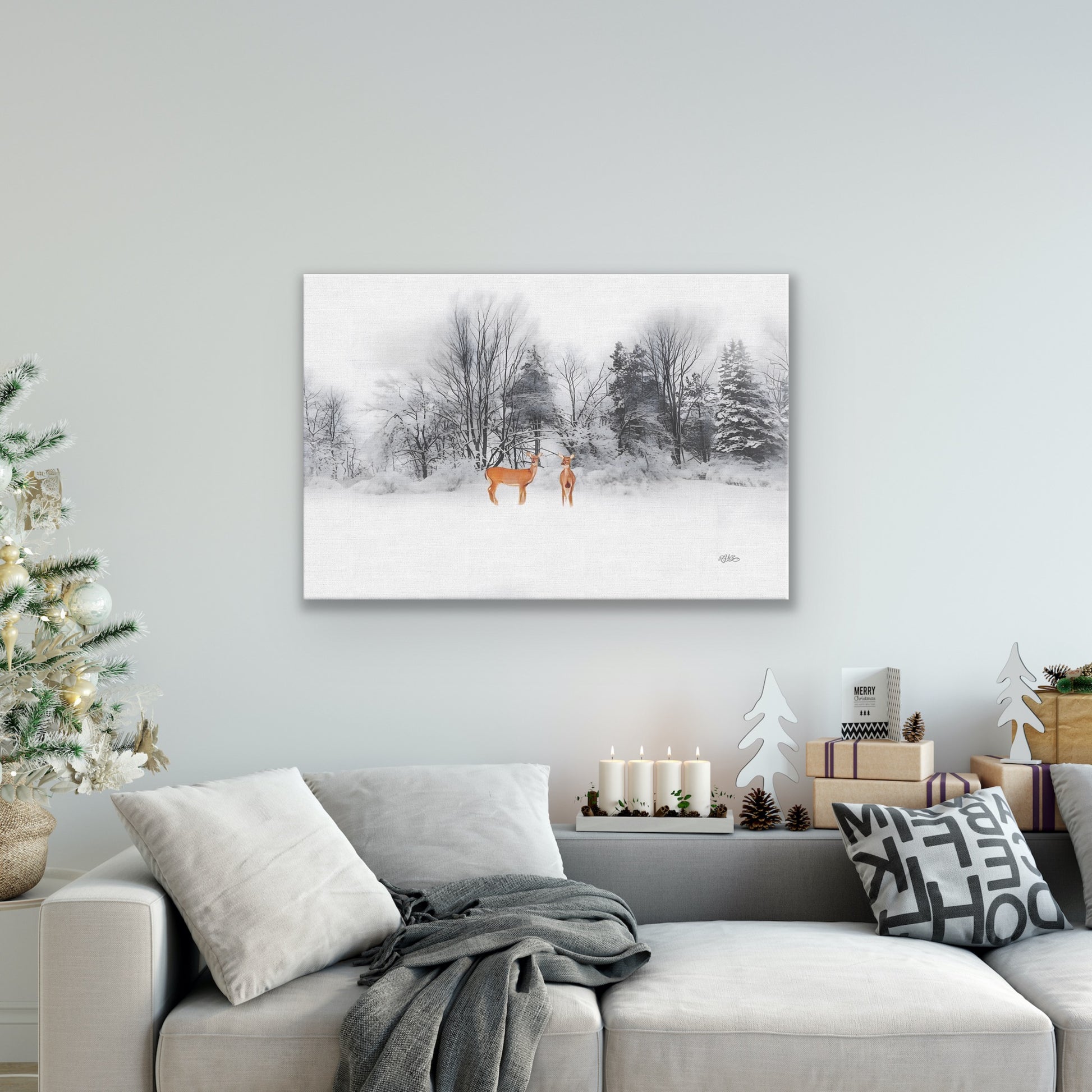 Wrapped Canvas, Winter Deer Art Photography By:Zo® Art