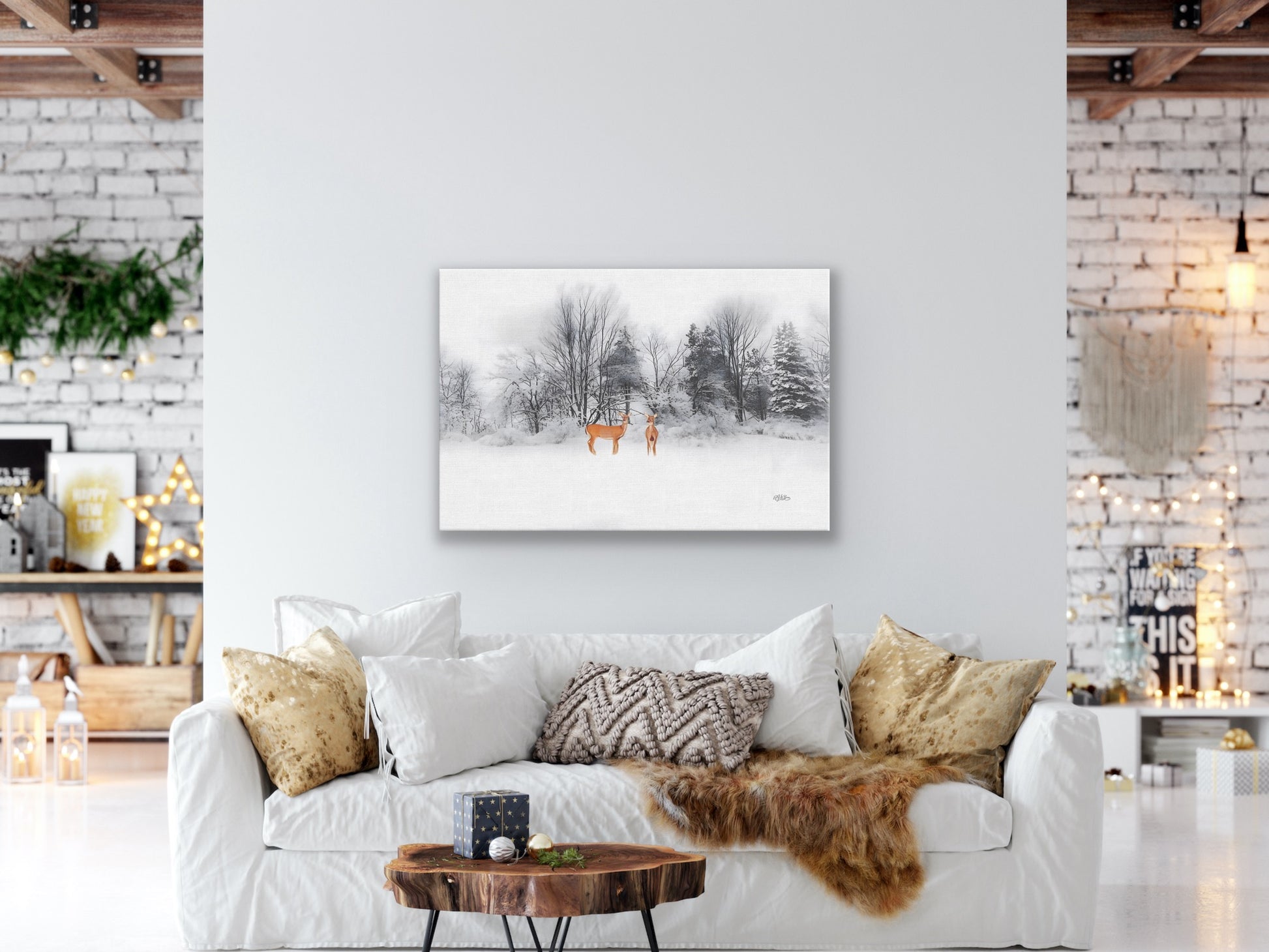Wrapped Canvas, Winter Deer Art Photography By:Zo® Art