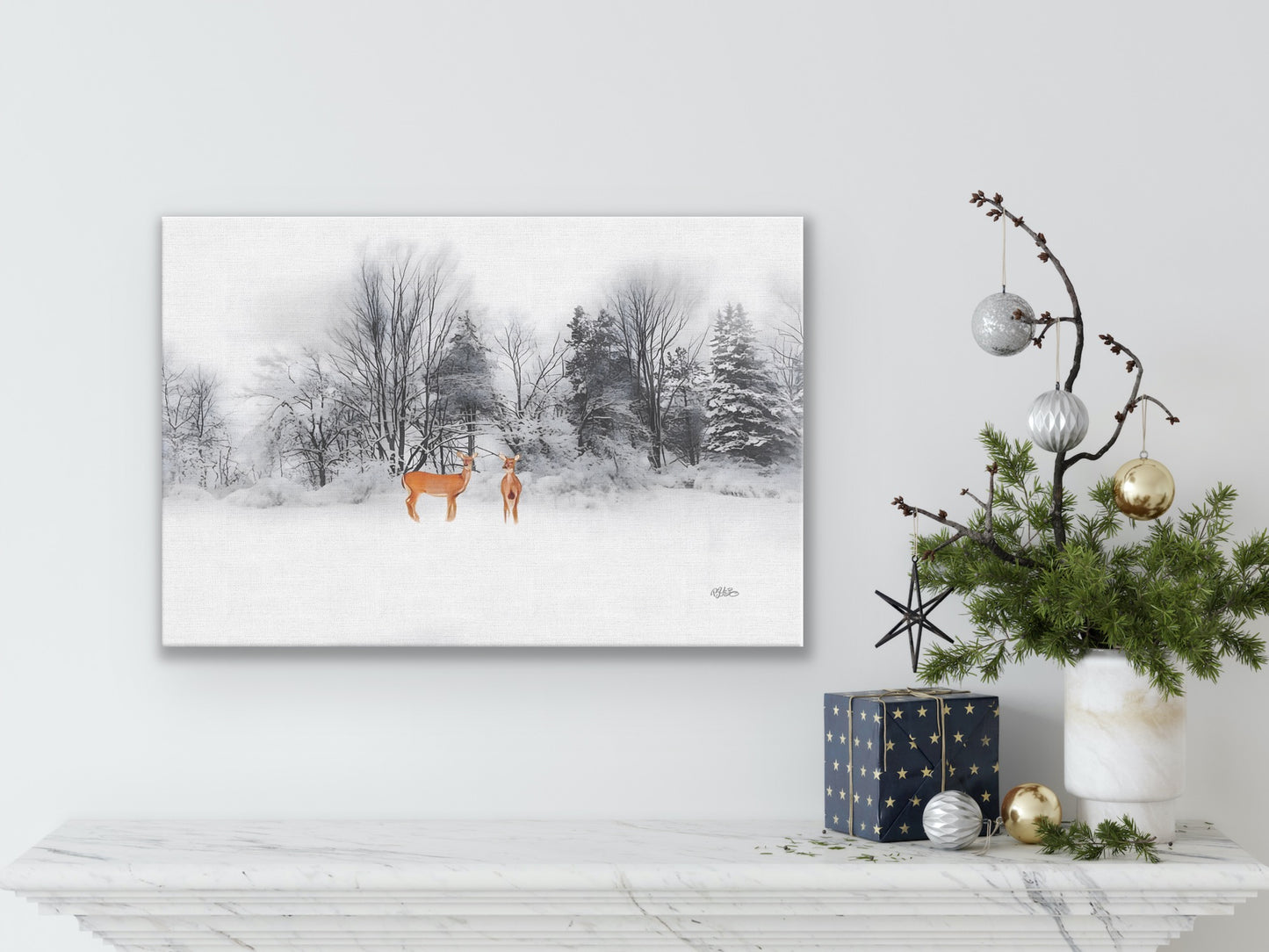 Wrapped Canvas, Winter Deer Art Photography By:Zo® Art