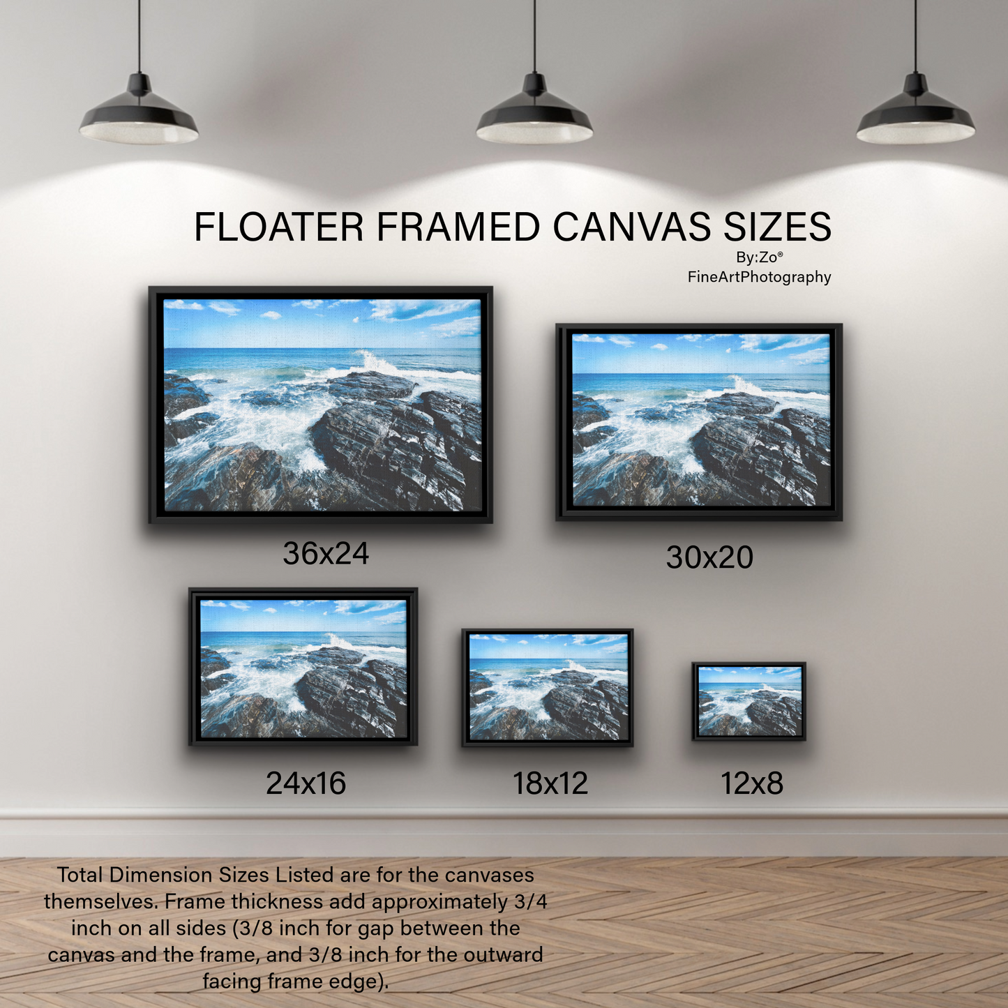 Floater Framed Canvas "Rugged Shoreline" Original Art Photography teelaunch