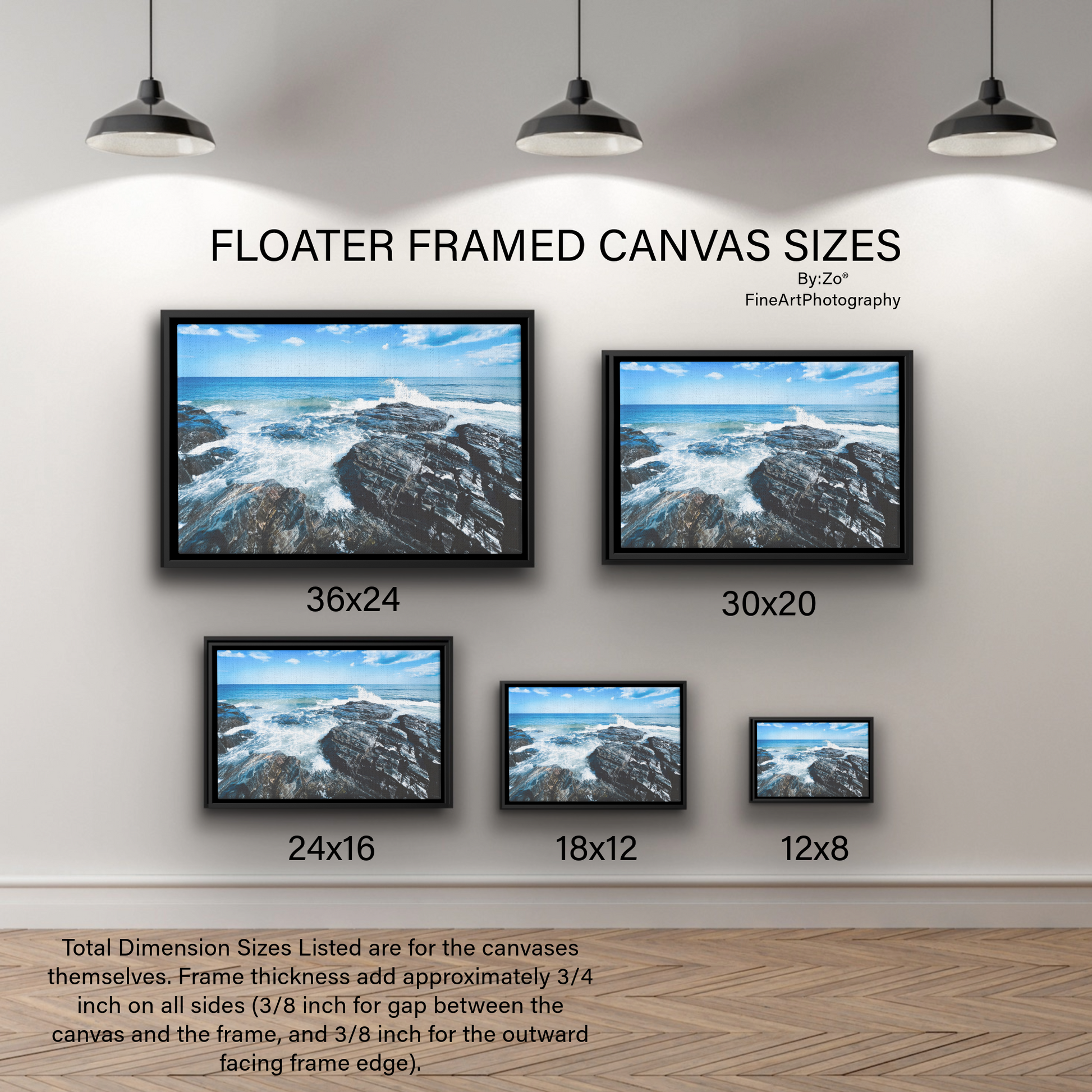 Floater Framed Canvas "Rugged Shoreline" Original Art Photography teelaunch