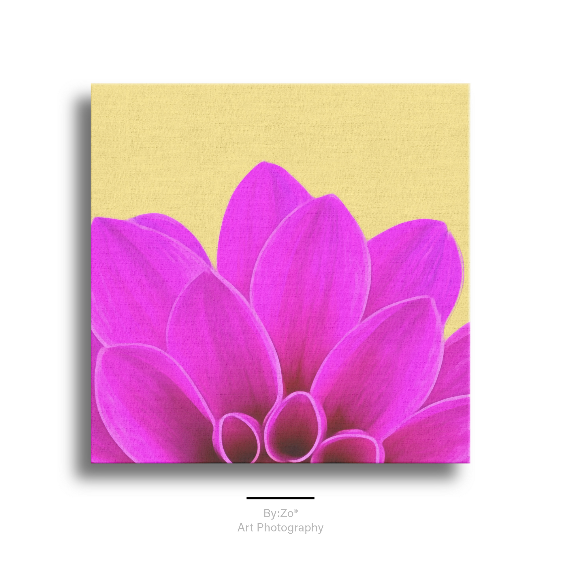 Wrapped Canvas "Vibrant Pink Dahlia on Yellow" ByZo Art Photography teelaunch