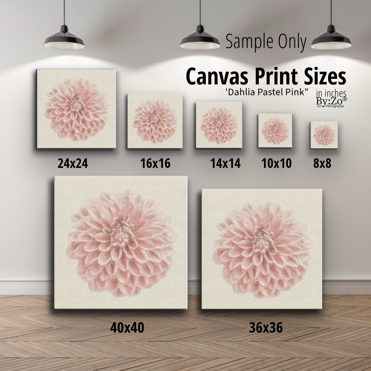 Wrapped Canvas "Pastel Pink Dahlia Flower " Original Photography teelaunch By:Zo