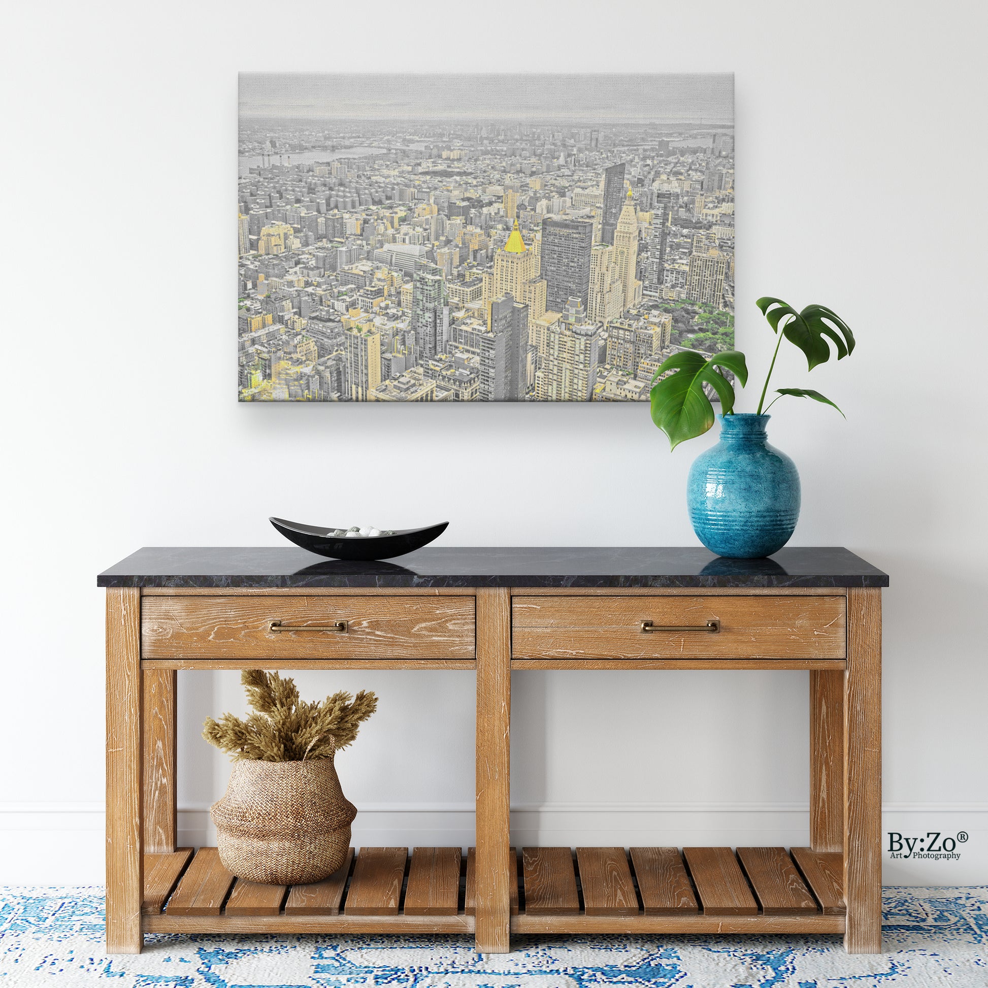 New York City in Gold and Gray on Wrapped Canvas - By:Zo