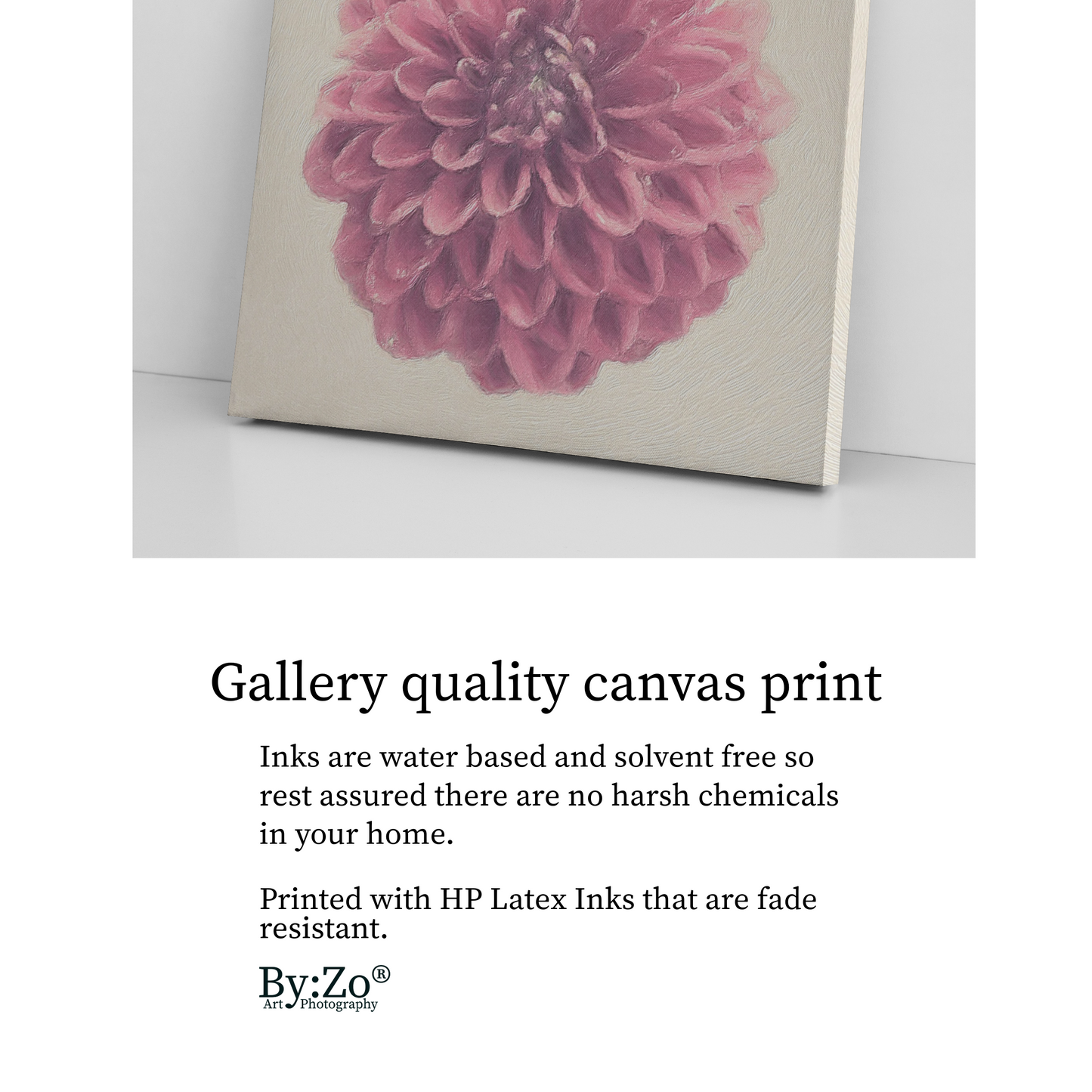 GAllery Quality Canvas Print of Japanese Dahlia Flower Original Photography by Maria Densoyers, ByZo Art.