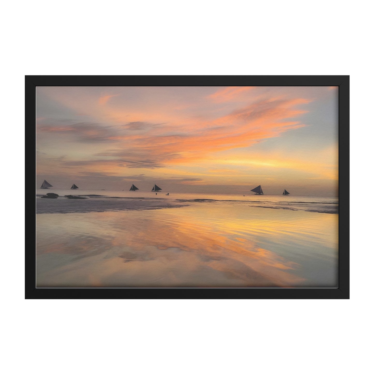 Framed Archival Semi-Gloss Paper / Original Sunset Sails, Boracay's Golden Hour Magic teelaunch